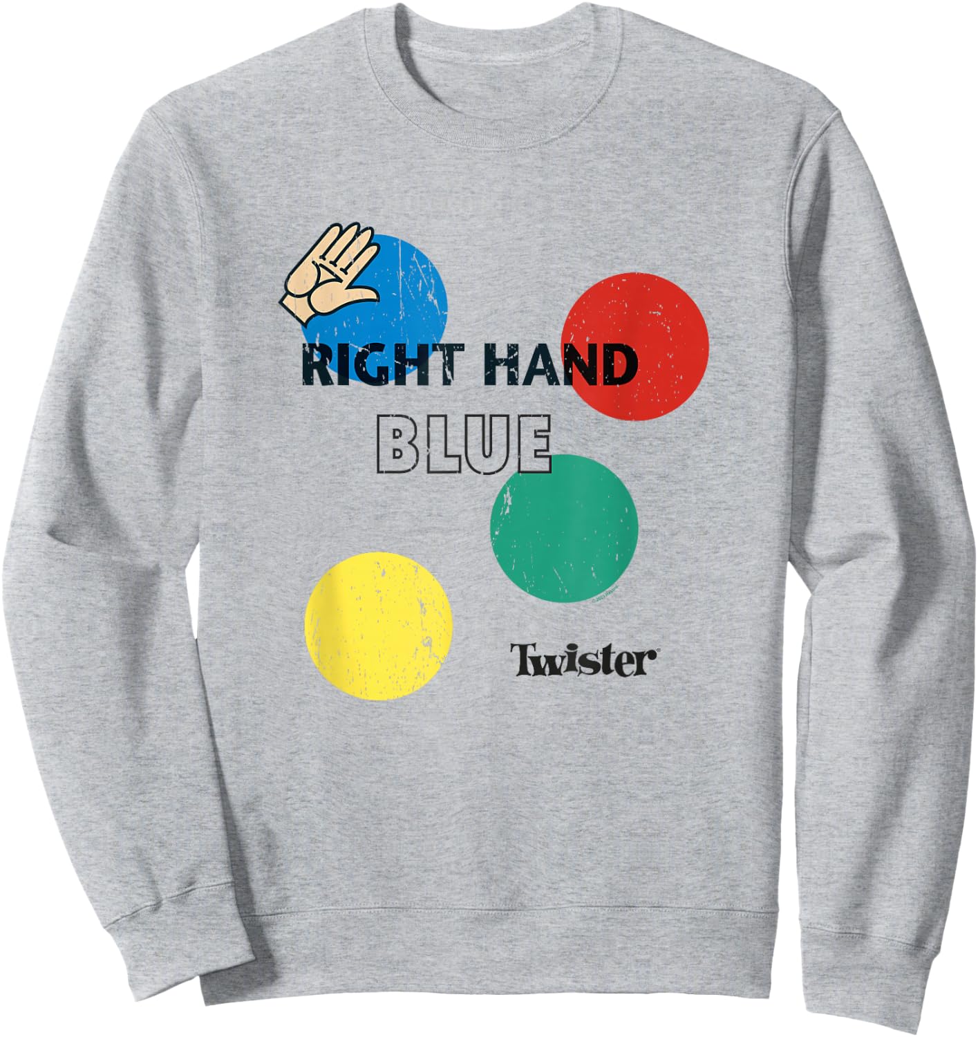 Twister Vintage Retro Distressed Right Hand Blue Game Logo Sweatshirt - Sweatshirt | Ash