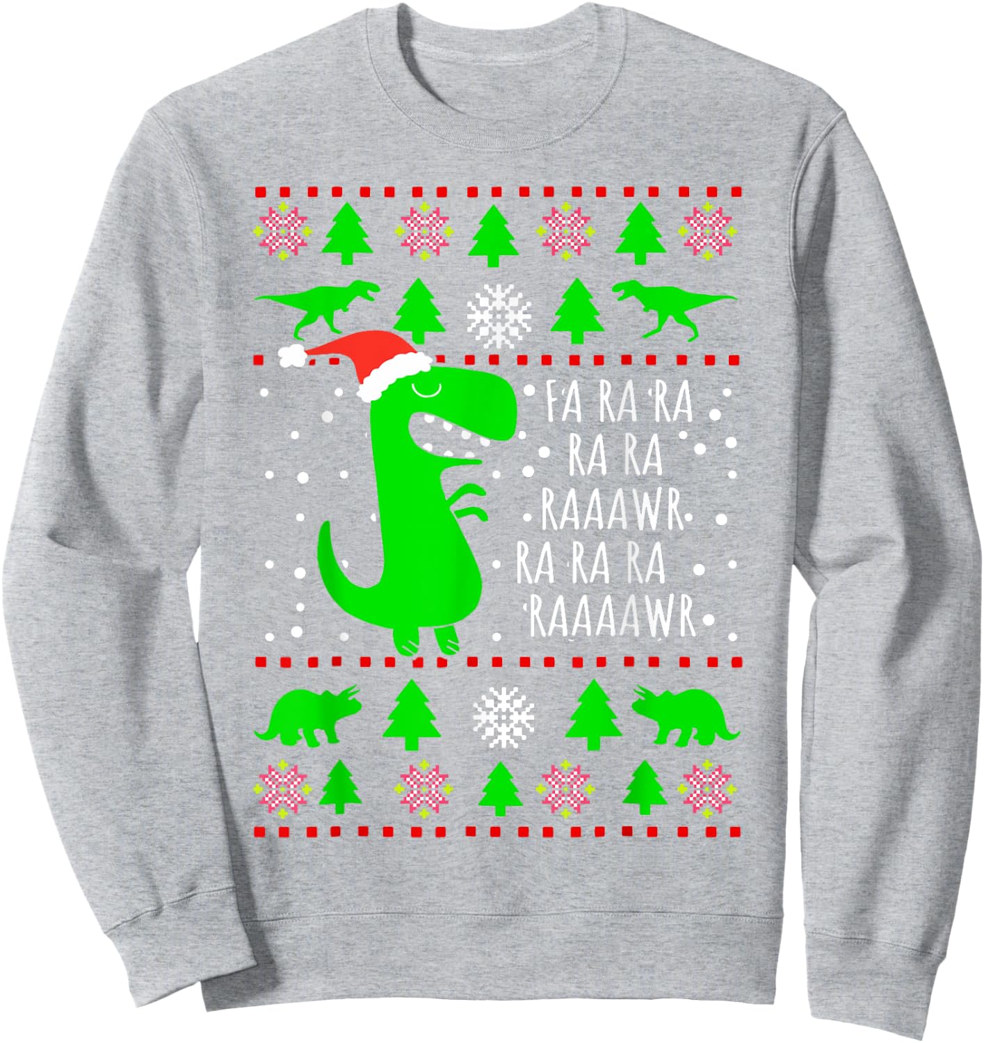 Dinosaur Ugly Christmas Sweater Fa Ra Rawr Family Kids Boys Sweatshirt - Sweatshirt | Ash