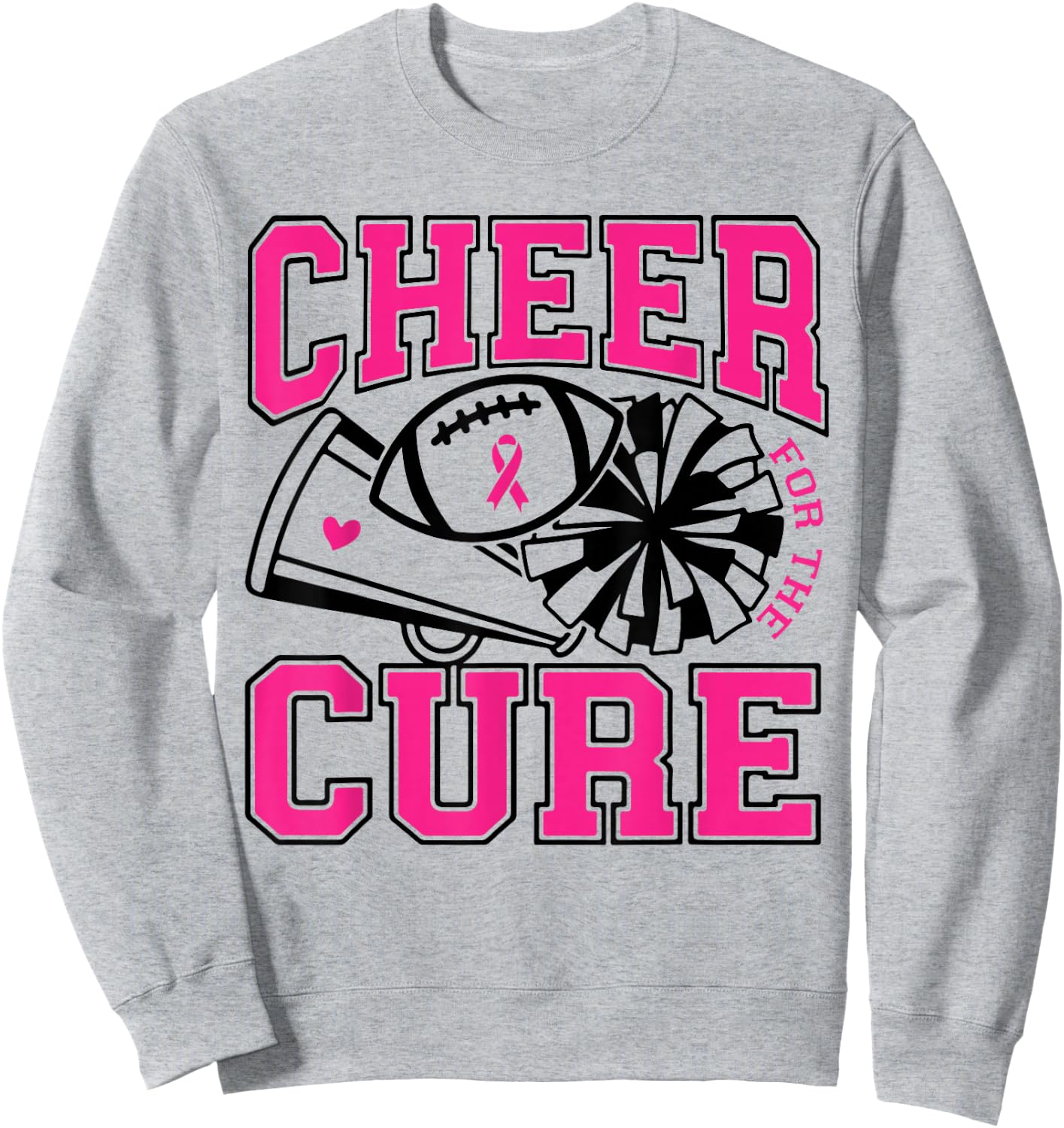 Cheer For The Cure Breast Cancer Awareness Cheerleader Sweatshirt - Sweatshirt | Ash