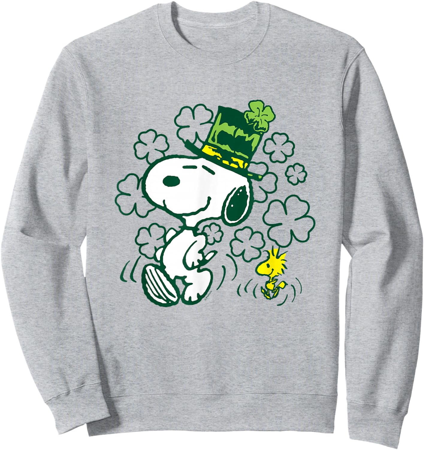 Peanuts - Snoopy and Woodstock St. Paddy's Day Clovers Sweatshirt - Sweatshirt | Ash