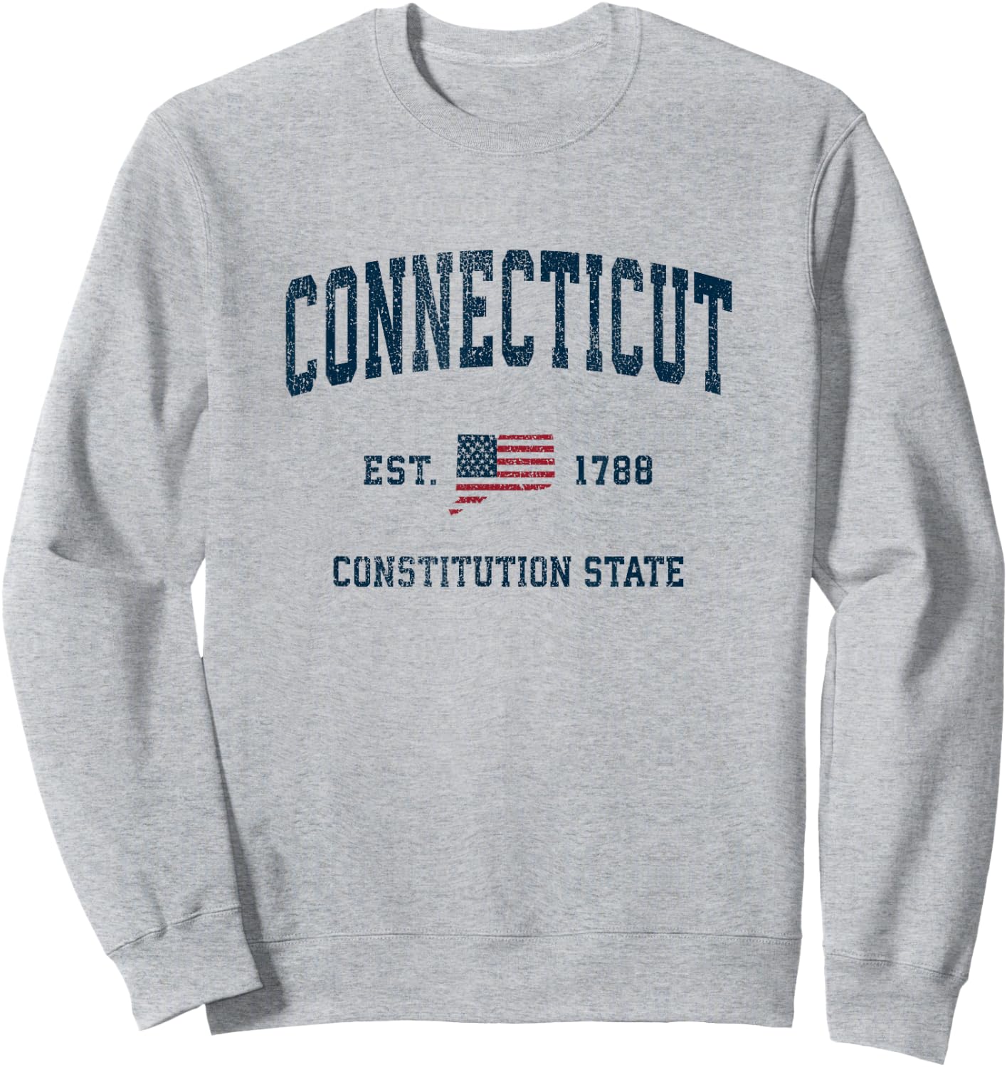 Connecticut Vintage American Flag USA Sports Design Sweatshirt - Sweatshirt | Ash