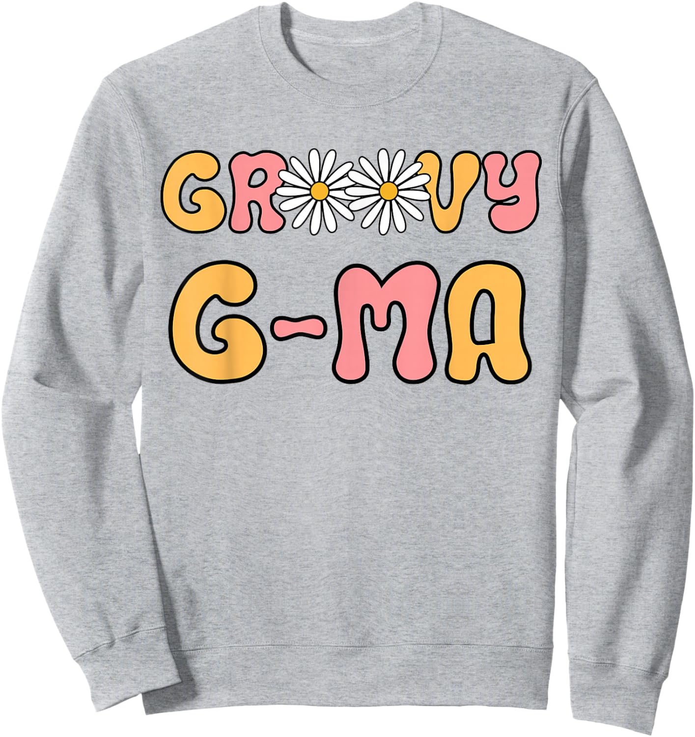 Retro Groovy G-ma Grandma Hippie Family Matching Mothers Day Sweatshirt - Sweatshirt | Ash