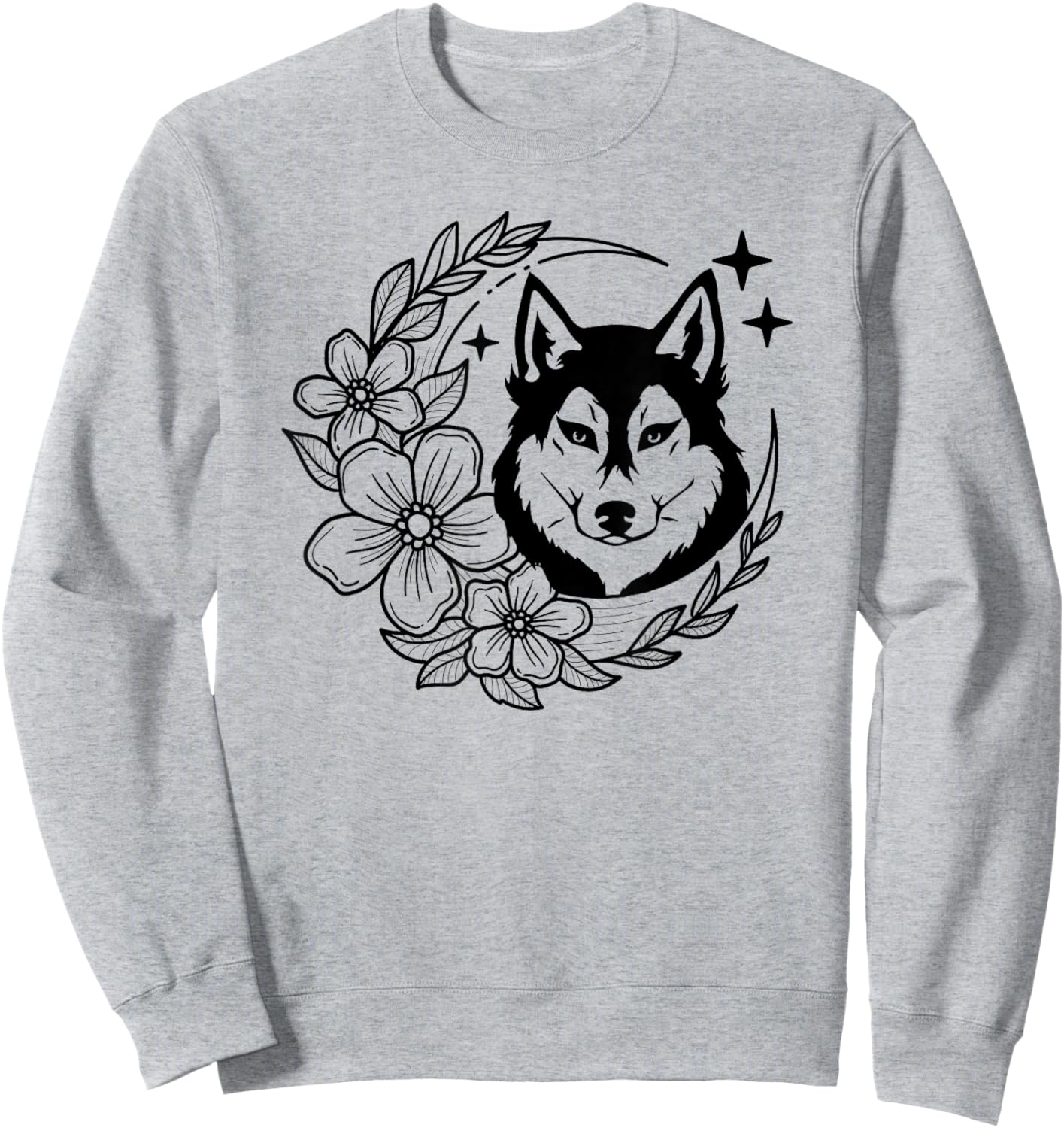 Husky Dog Flowers Husky Owner Husky Lover Sweatshirt - Sweatshirt | Ash