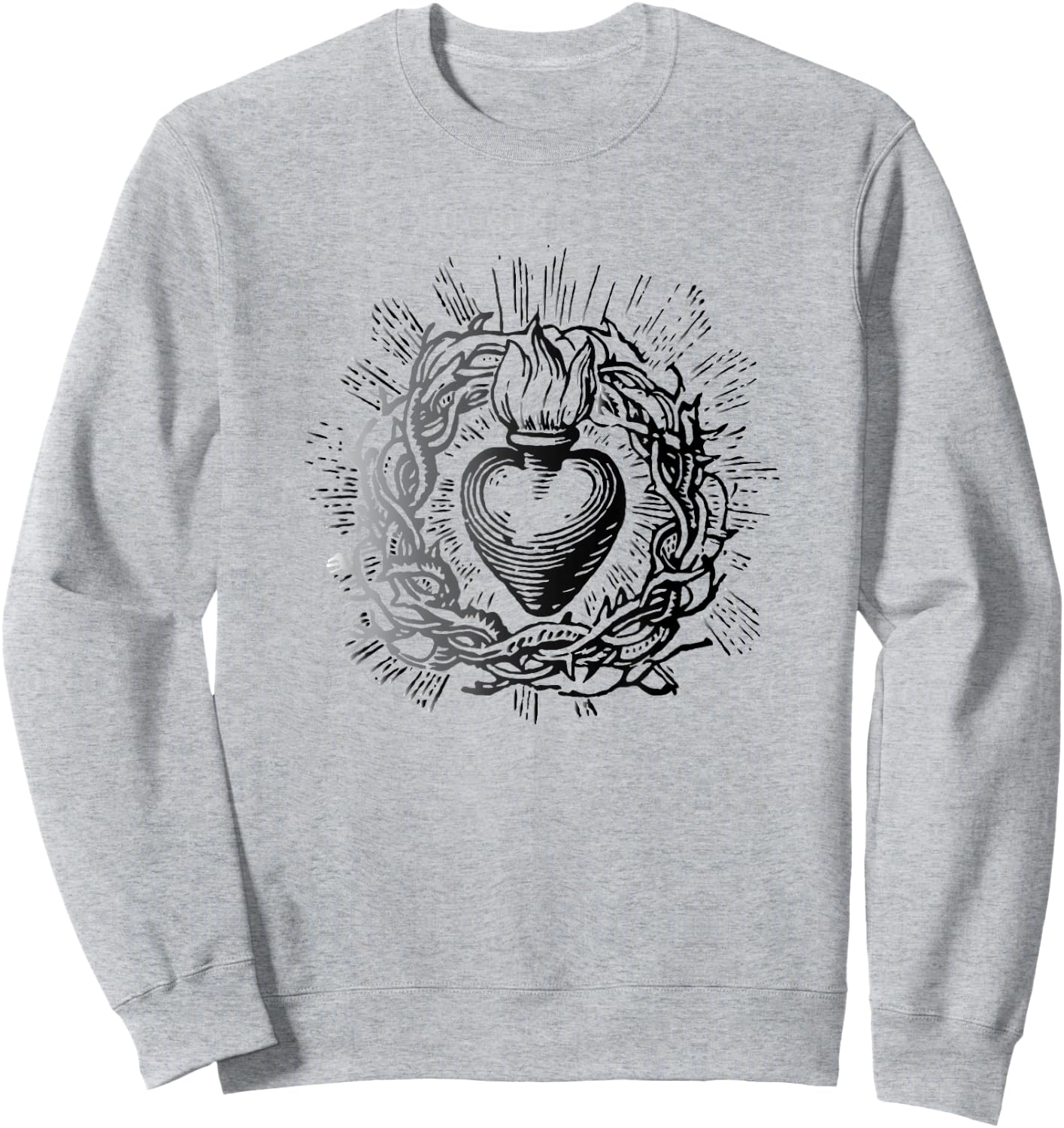 Traditional Sacred Heart of Jesus Sweatshirt - Sweatshirt | Ash