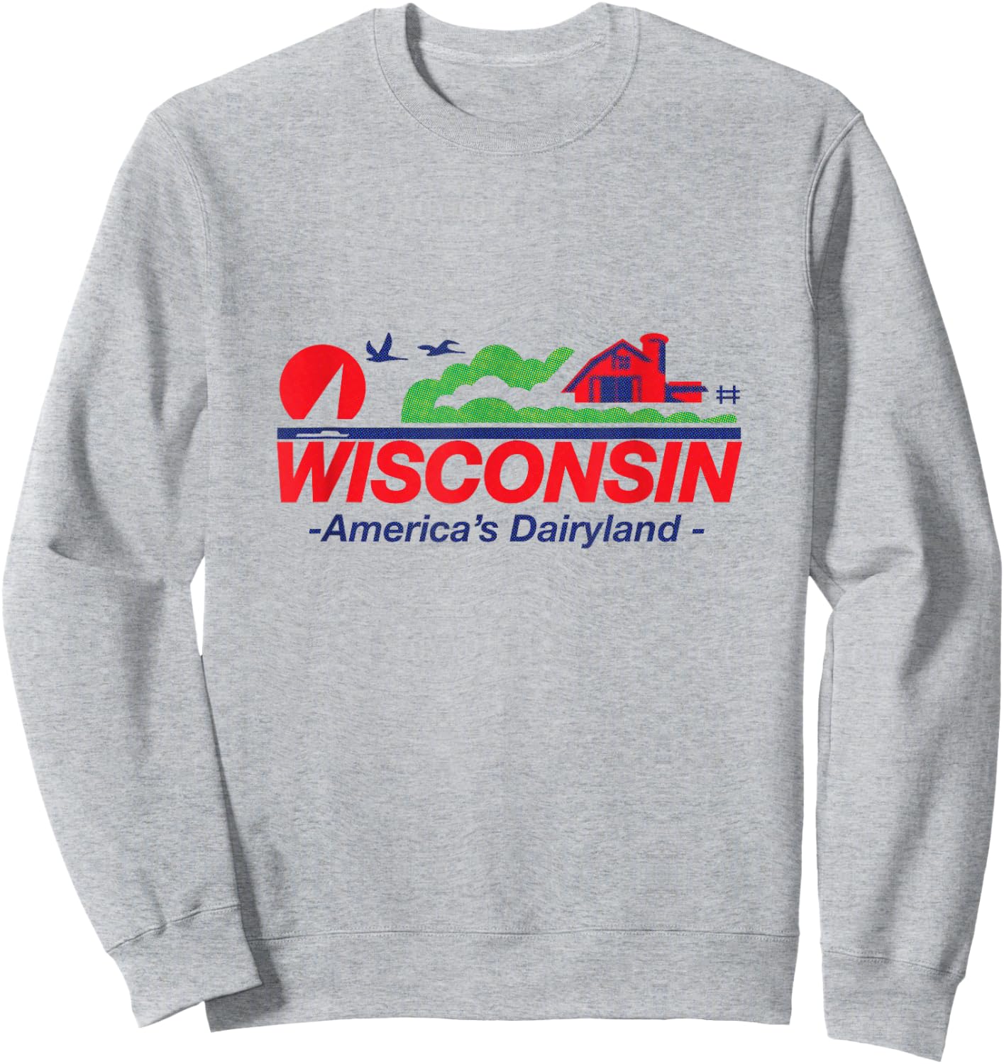 Wisconsin License Plate America's Dairyland Halftone Retro Sweatshirt - Sweatshirt | Ash