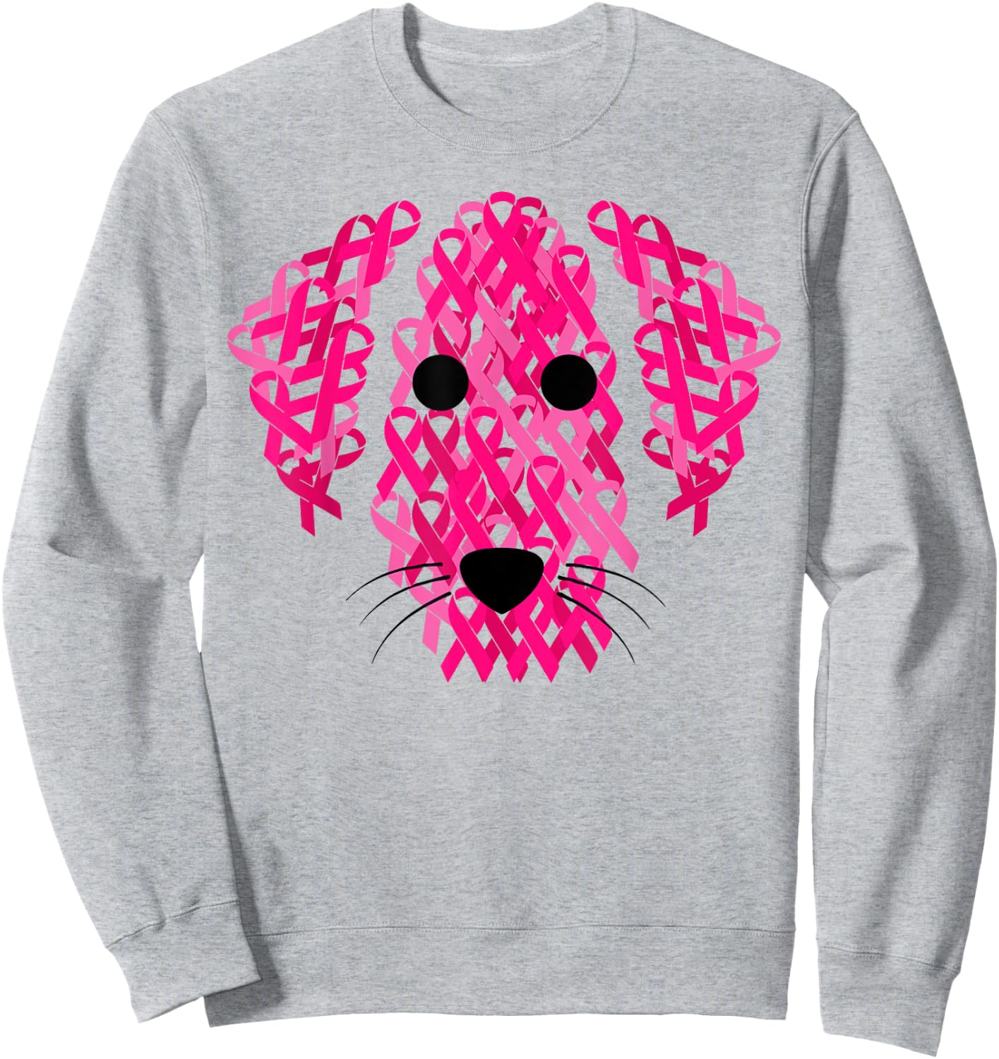 Dog Pink Ribbon Breast Cancer Awarenesss Sweatshirt - Sweatshirt | Ash