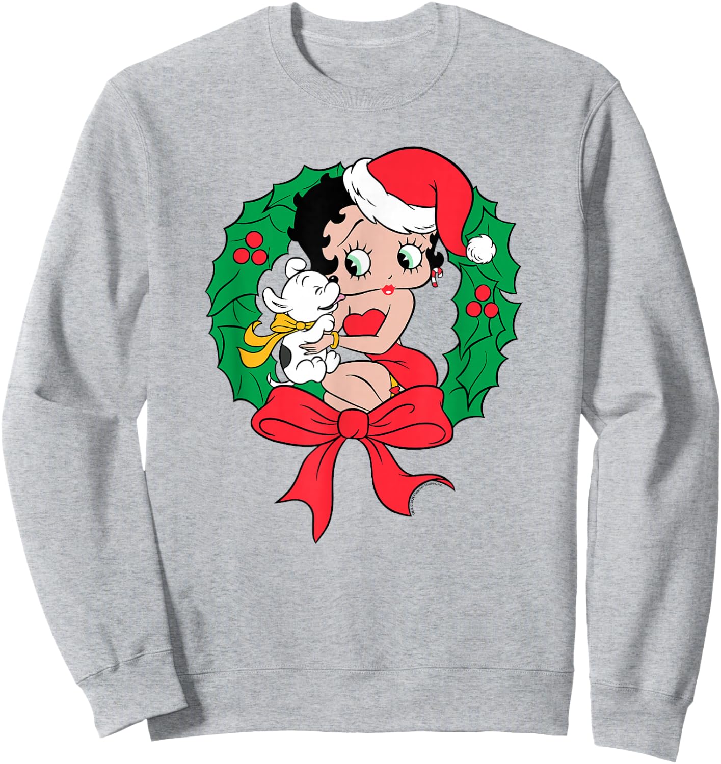 Betty Boop Santa Outfit Seated Wreath Sweatshirt - Sweatshirt | Ash