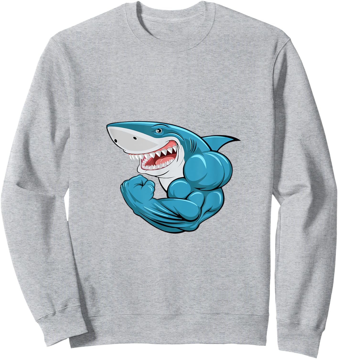 Shark Bodybuilder Bicep Flex Sweatshirt - Sweatshirt | Ash