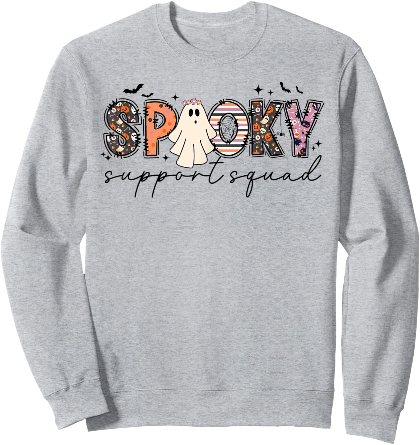 Spooky Support Squad Halloween School Office Staff Employees Sweatshirt - Sweatshirt | Ash