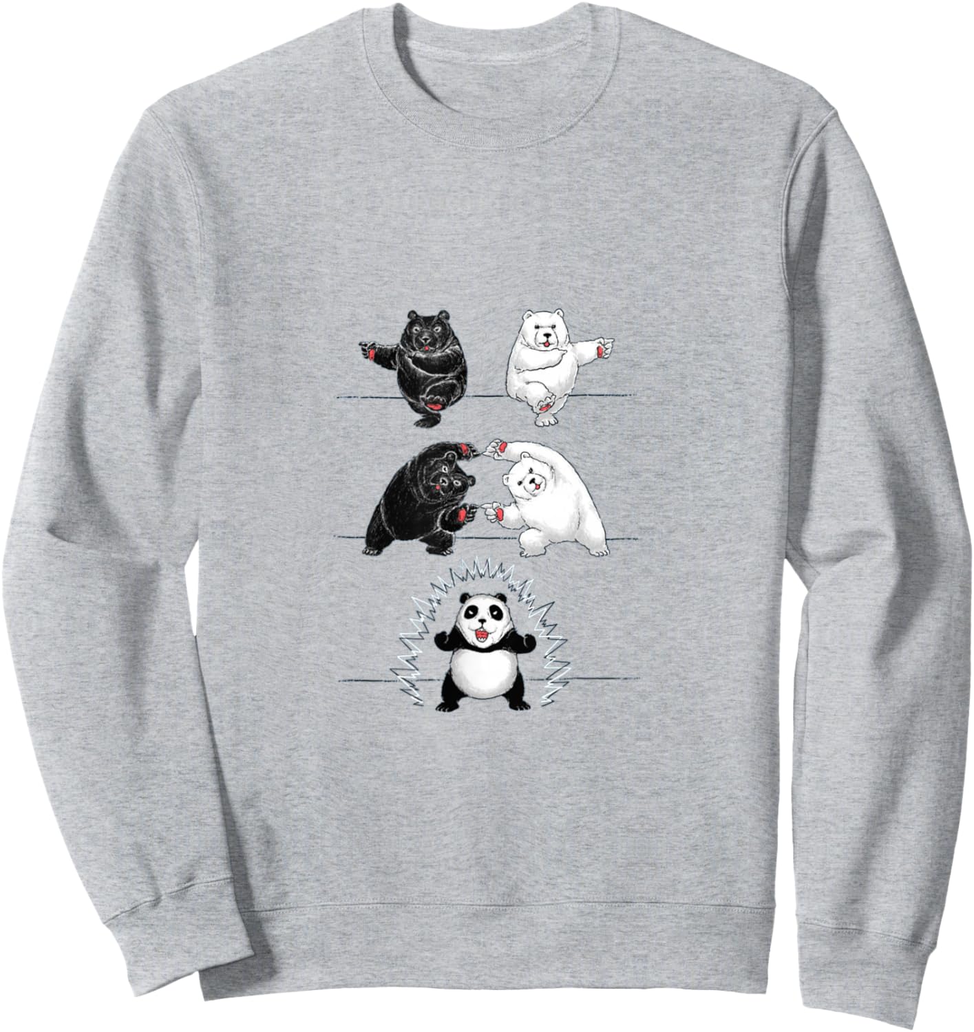 Panda Bear Giant Panda Fusion Dance Polar White Back Merge Sweatshirt - Sweatshirt | Ash