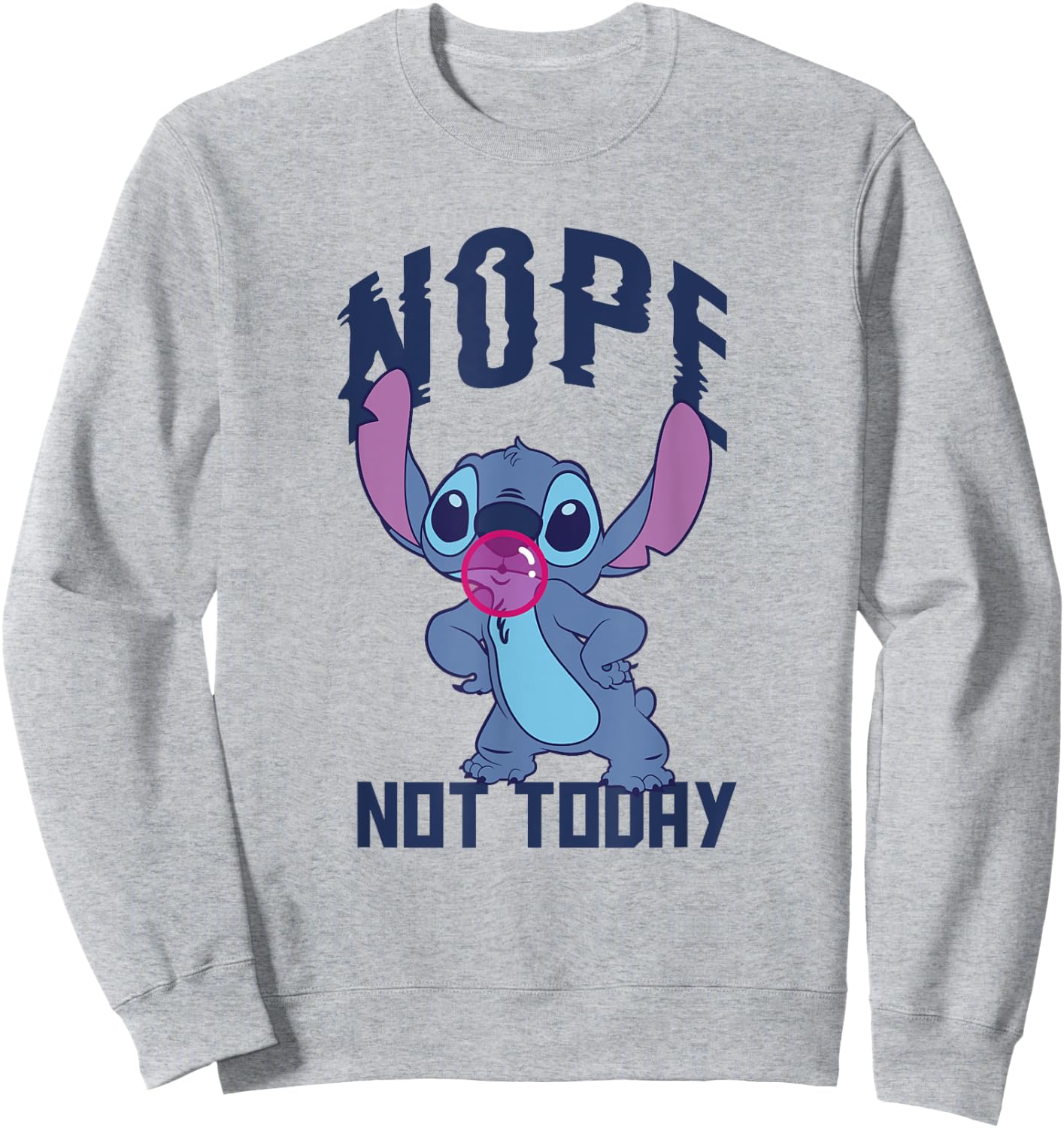Disney Lilo & Stitch Nope Not Today Sassy Pose Chest Logo Sweatshirt - Sweatshirt | Ash