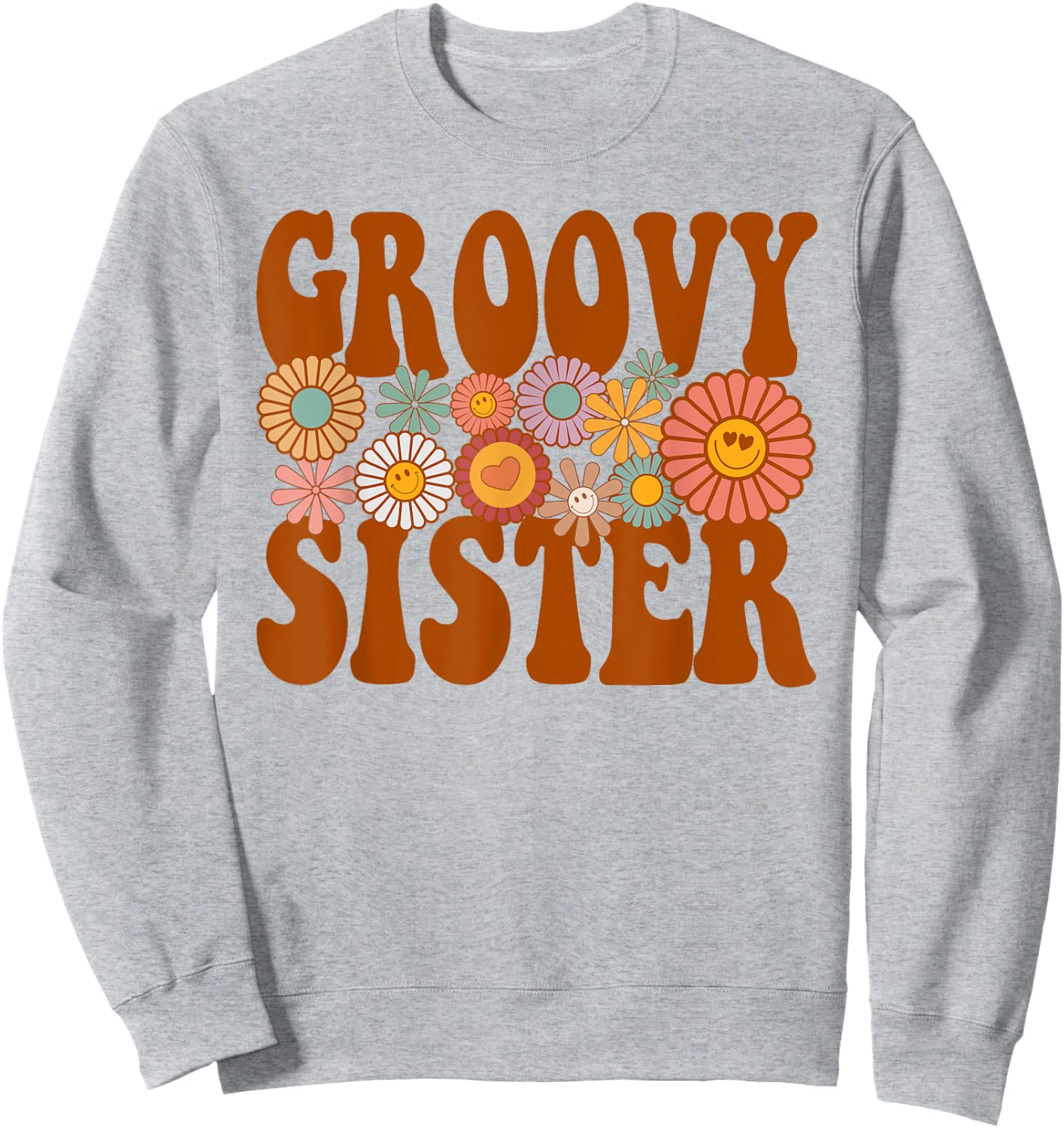 Retro Groovy Sister Matching Family 1st Birthday Party Sweatshirt - Sweatshirt | Ash
