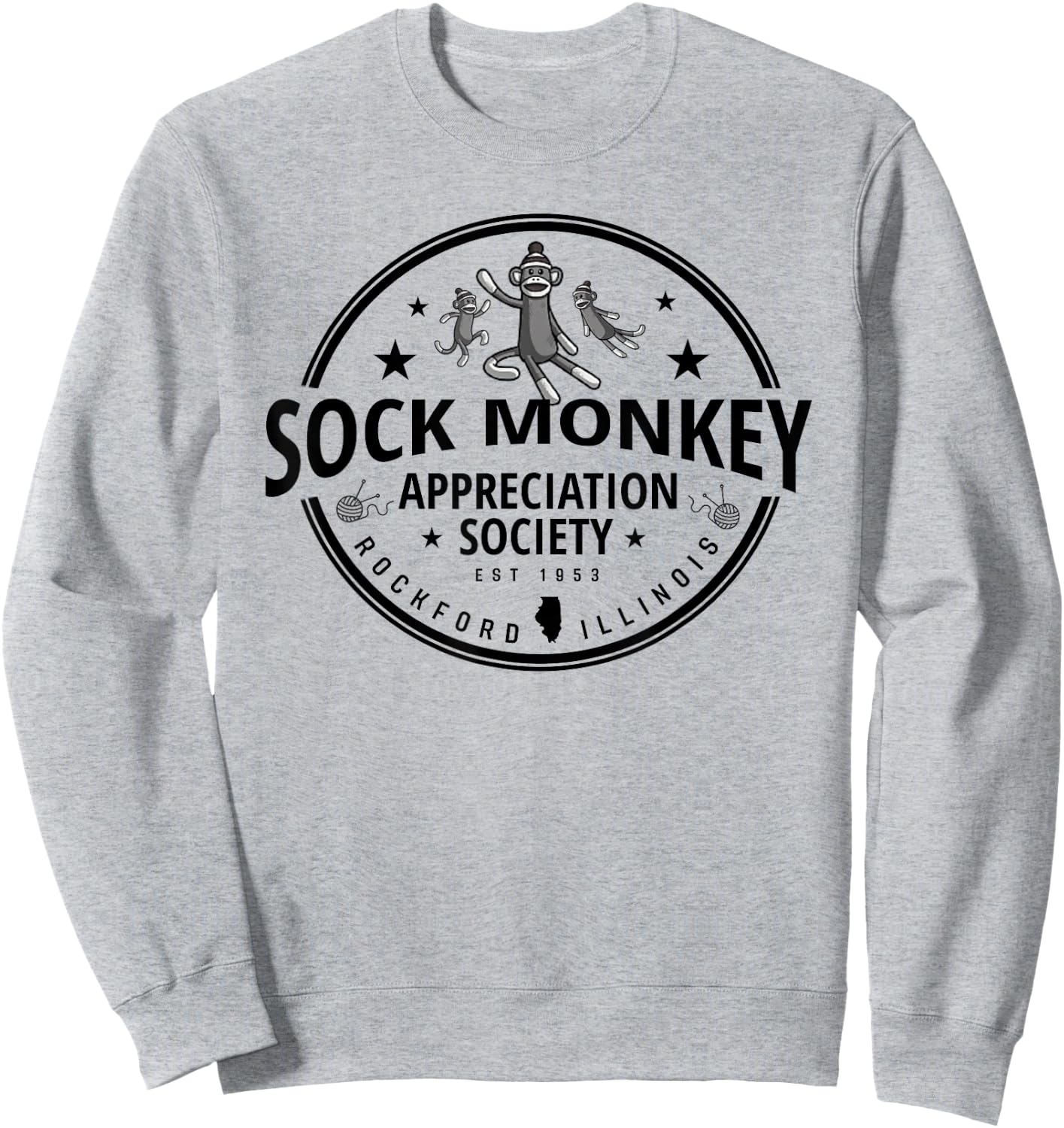 Sock Monkey Appreciation Society Funny Sock Monkey Sweatshirt - Sweatshirt | Ash