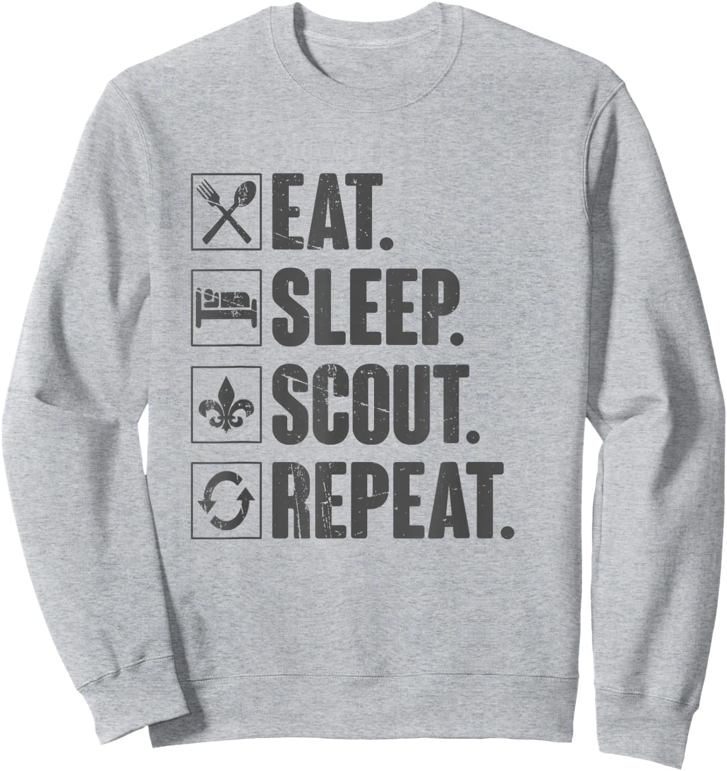 Eat Sleep Scout Repeat - Funny Scouting Lover Vintage Sweatshirt - Sweatshirt | Ash