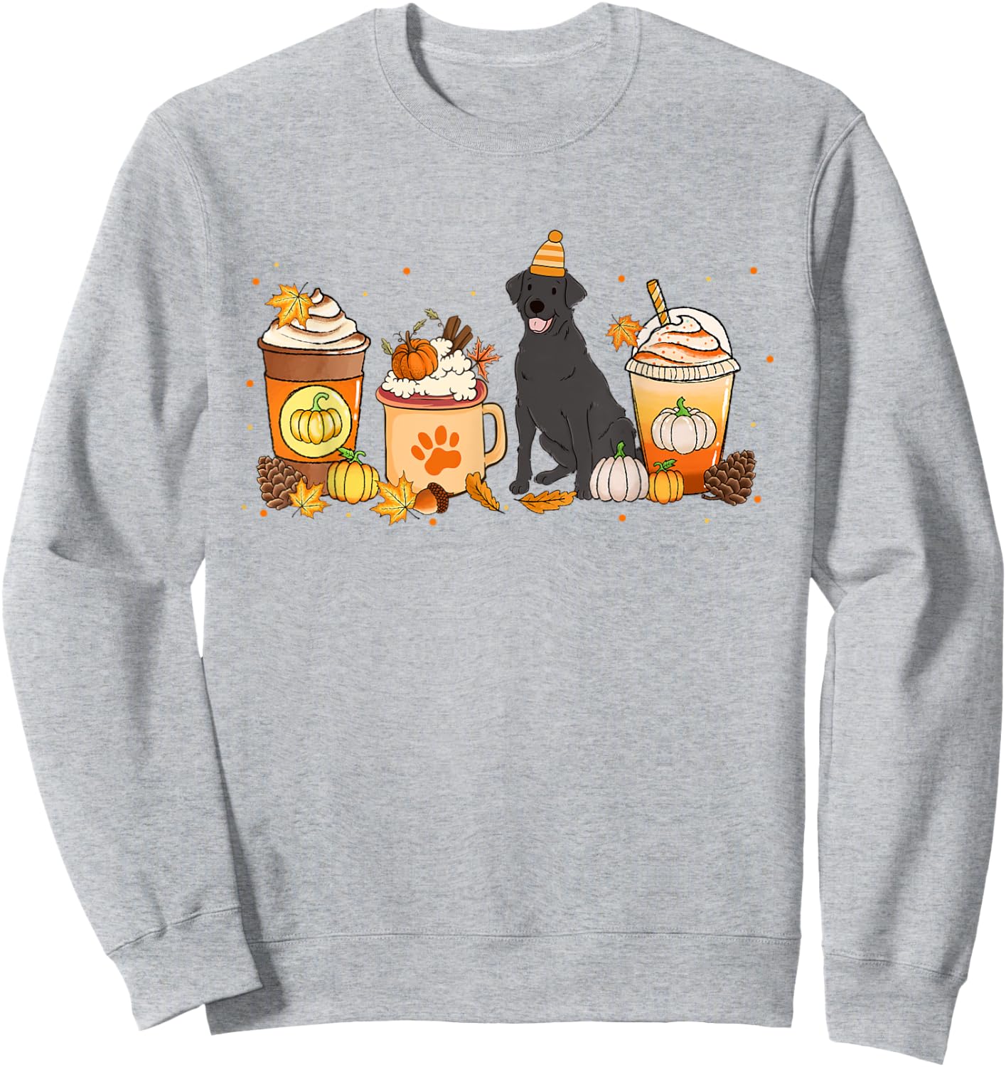 Labrador Retriever Coffee Pumpkin Spice Fall Thanksgiving Sweatshirt - Sweatshirt | Ash