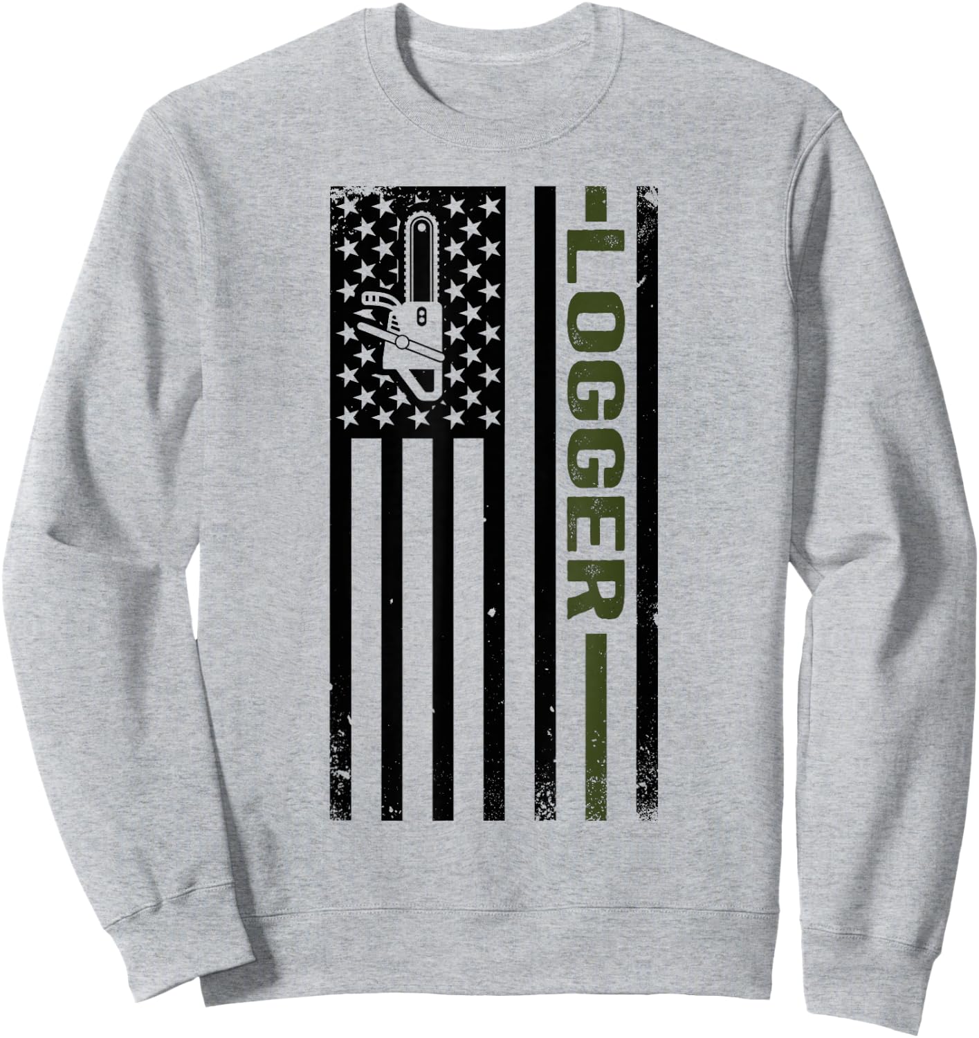 Logger US Flag Logging Lumberjack Sweatshirt - Sweatshirt | Ash