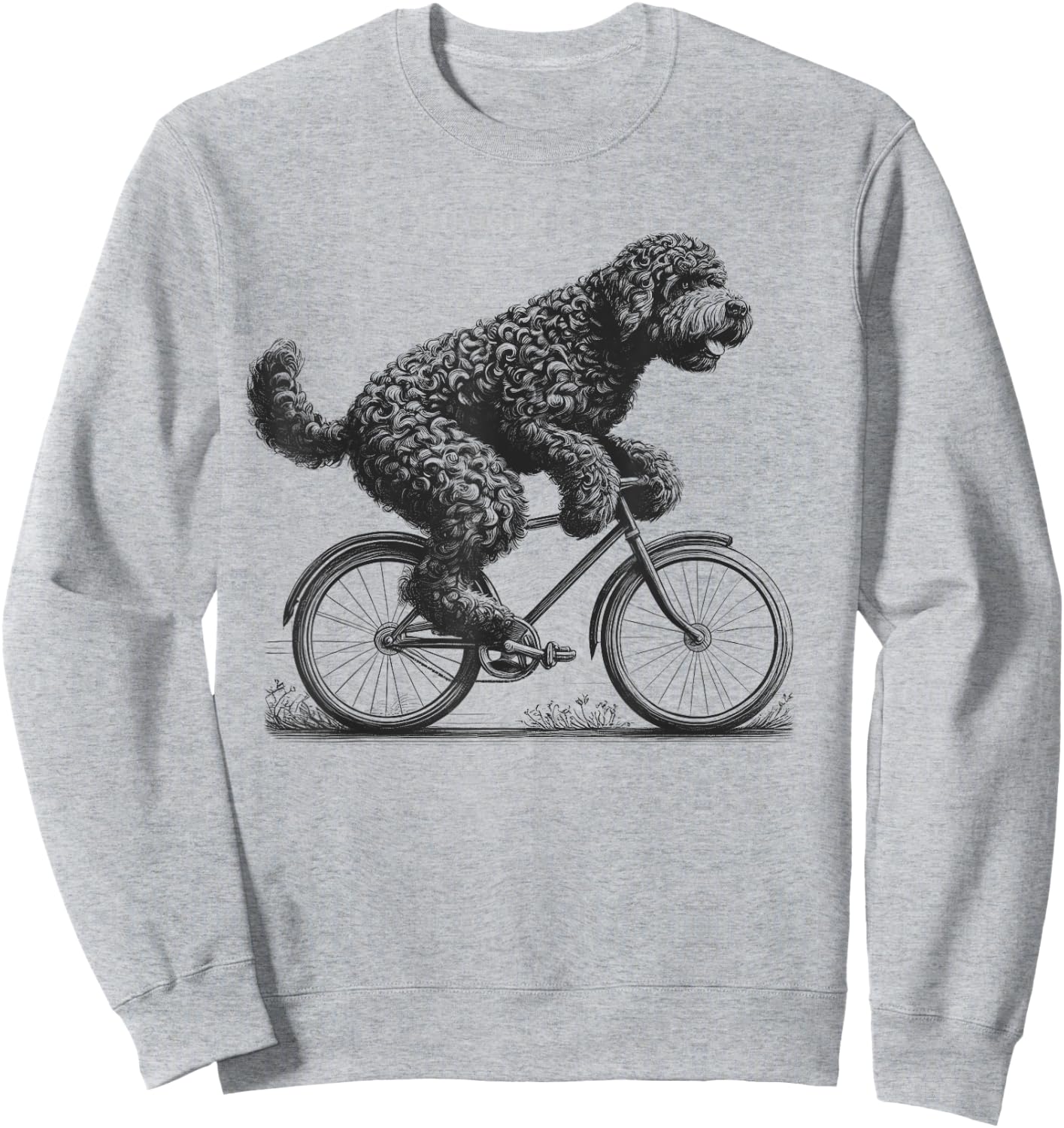 Portuguese Water Dog Riding a Bike Bicycle Biker Cycling Men Women Girls Kids Sweatshirt - Sweatshirt | Ash