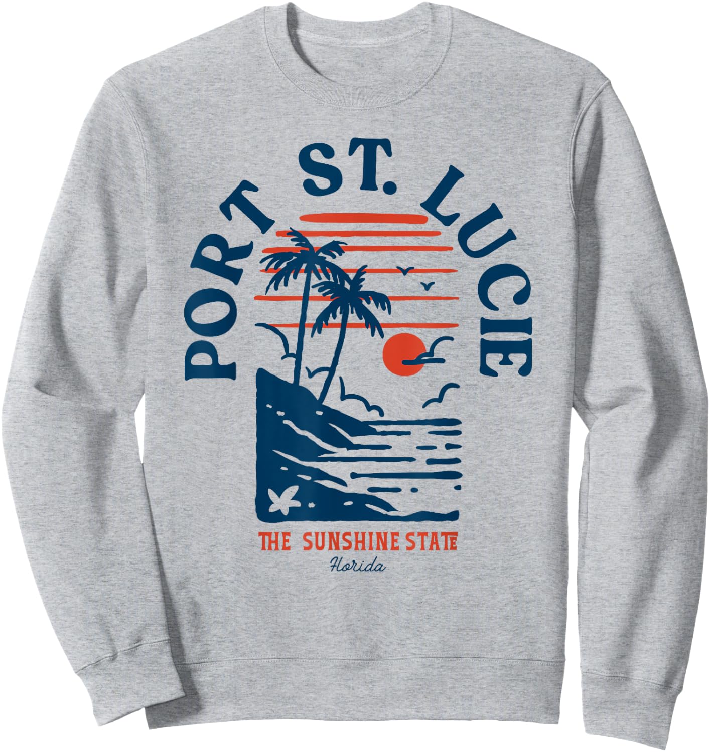 Port St. Lucie Florida Retro Surfer Vintage Beach Sweatshirt - Sweatshirt | Ash