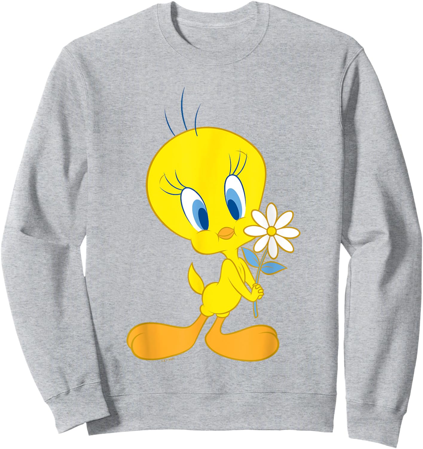 Looney Tunes Cute Tweety Bird Holding A Flower Logo Sweatshirt - Sweatshirt | Ash