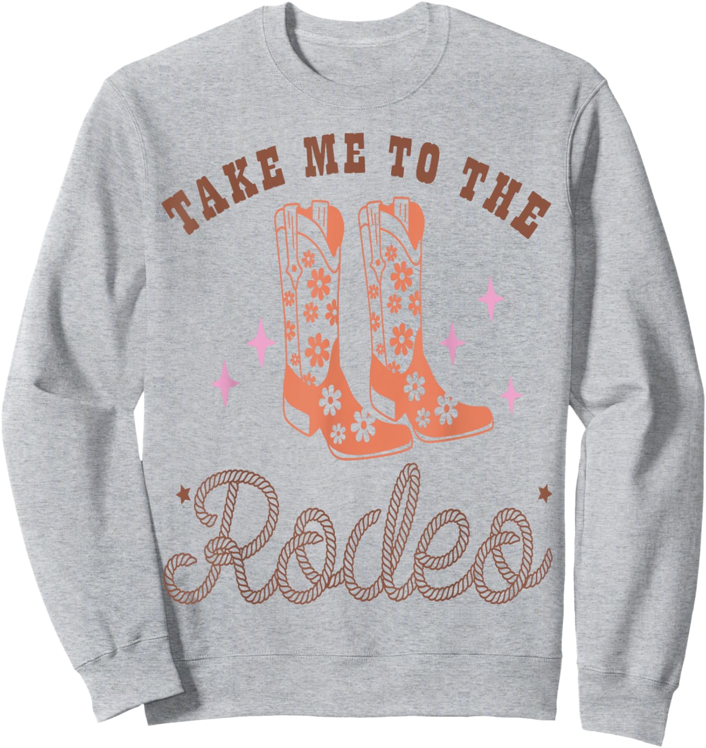 Take Me To The Rodeo Western Country Cowgirl Floral Boots Sweatshirt - Sweatshirt | Ash