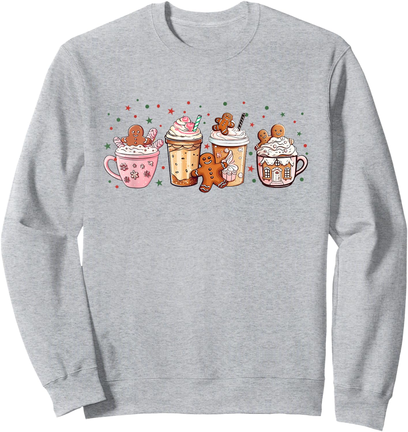 Merry Christmas Gingerbread Cookie Coffee Cups Latte Drink Sweatshirt - Sweatshirt | Ash