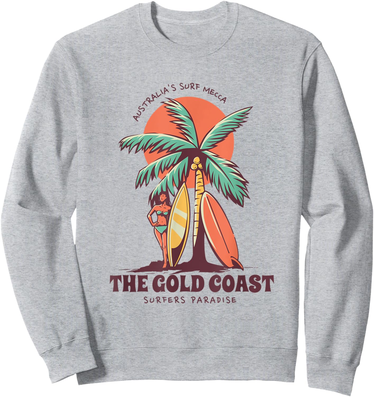 Surfers Paradise Gold Coast Australia Novelty Surfing Sweatshirt - Sweatshirt | Ash