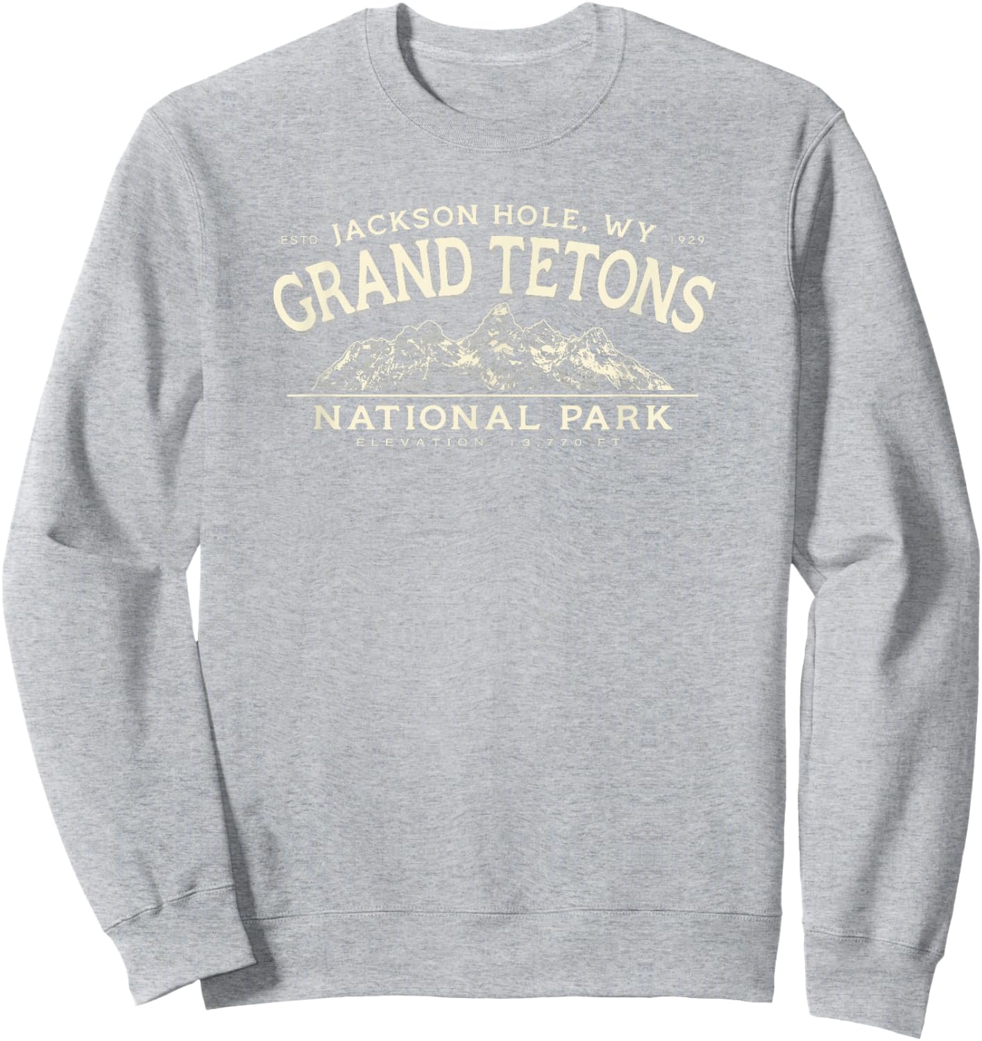 Grand Teton National Park Mountains Graphic Sweatshirt - Sweatshirt | Ash