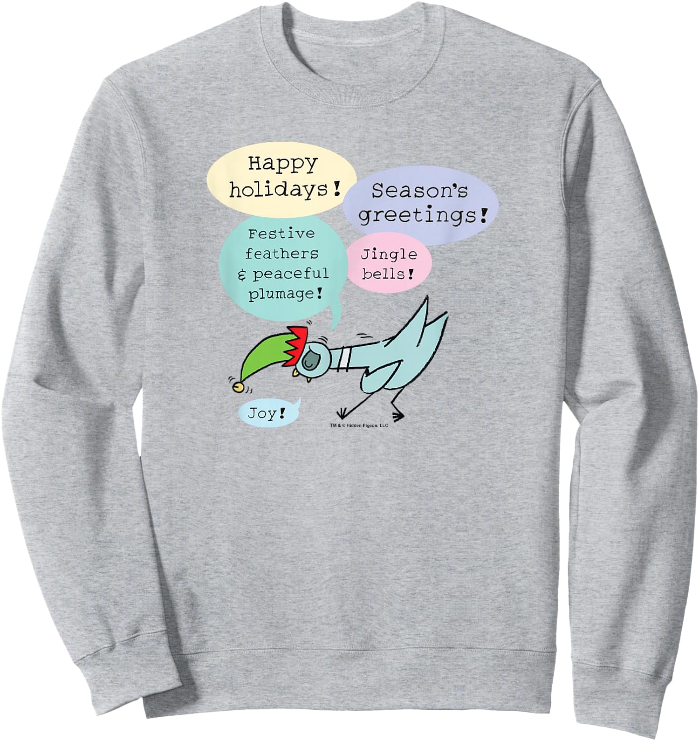 The Pigeon Seasons Greetings Christmas Pigeon Sweatshirt - Sweatshirt | Ash
