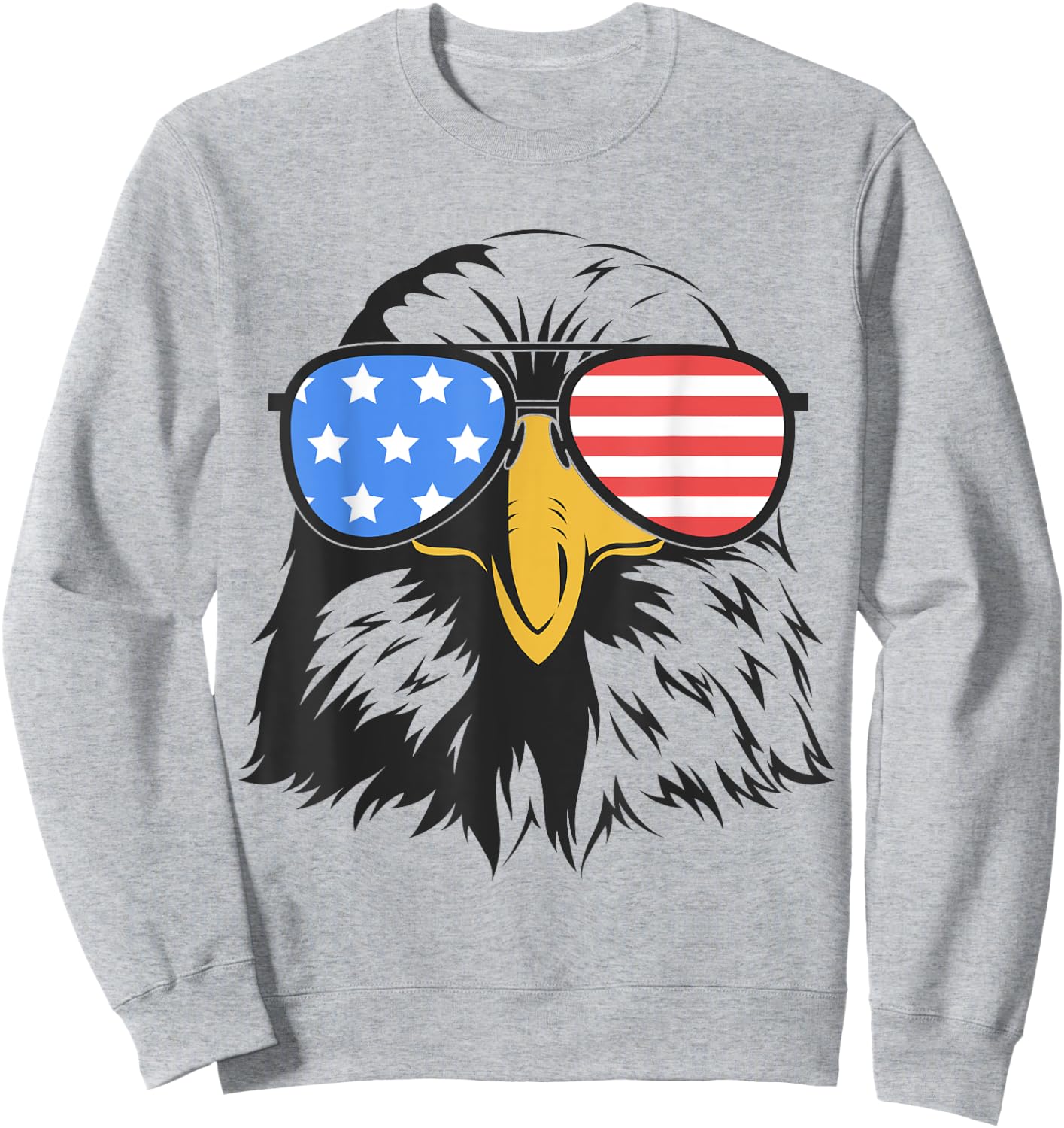 4th of July Bald Eagle in Sunglasses American Flag Freedom Kids Men Sweatshirt - Sweatshirt | Ash