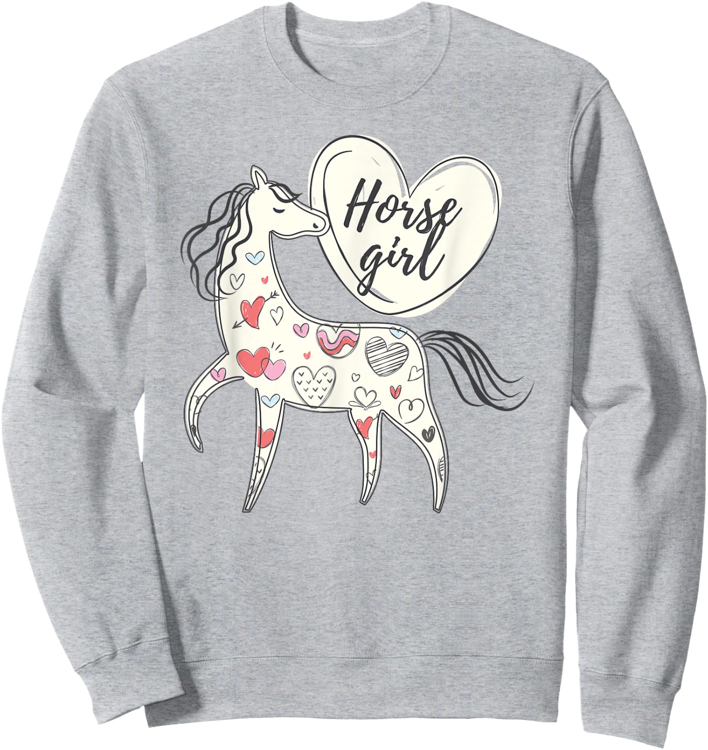Horse girl horse lover big loveheart pretty heart cool girls Sweatshirt - Sweatshirt | Ash