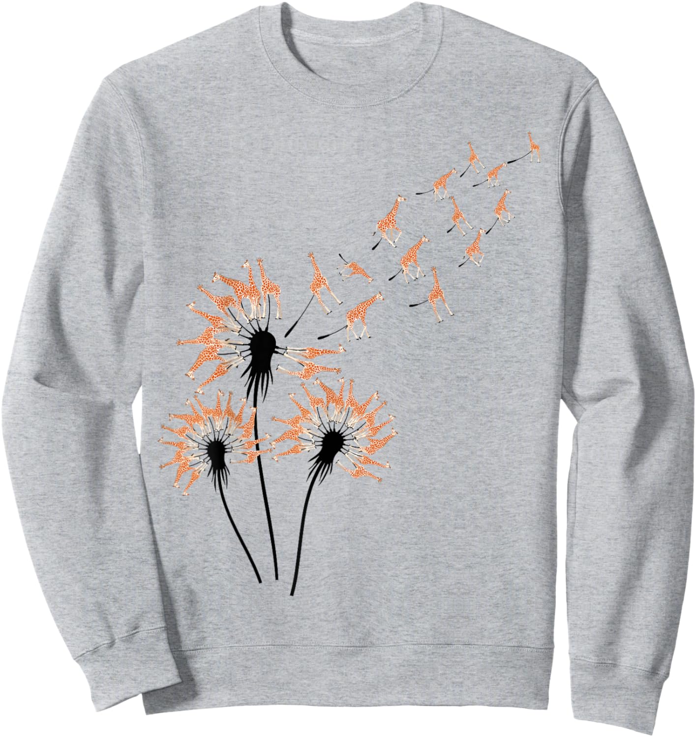 Dandelion Giraffes for Giraffe Lover | Giraffe Sweatshirt - Sweatshirt | Ash