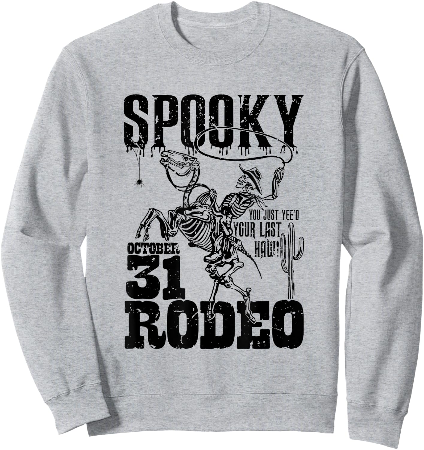 Spooky Hollow Rodeo Western Skeleton Cowboy Halloween Sweatshirt - Sweatshirt | Ash
