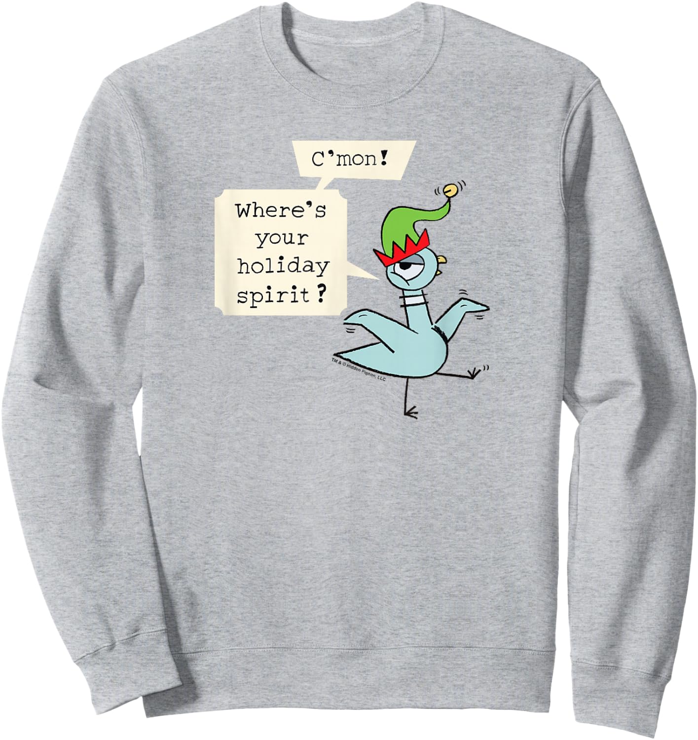 The Pigeon Holiday Spirit Christmas Pigeon Sweatshirt - Sweatshirt | Ash