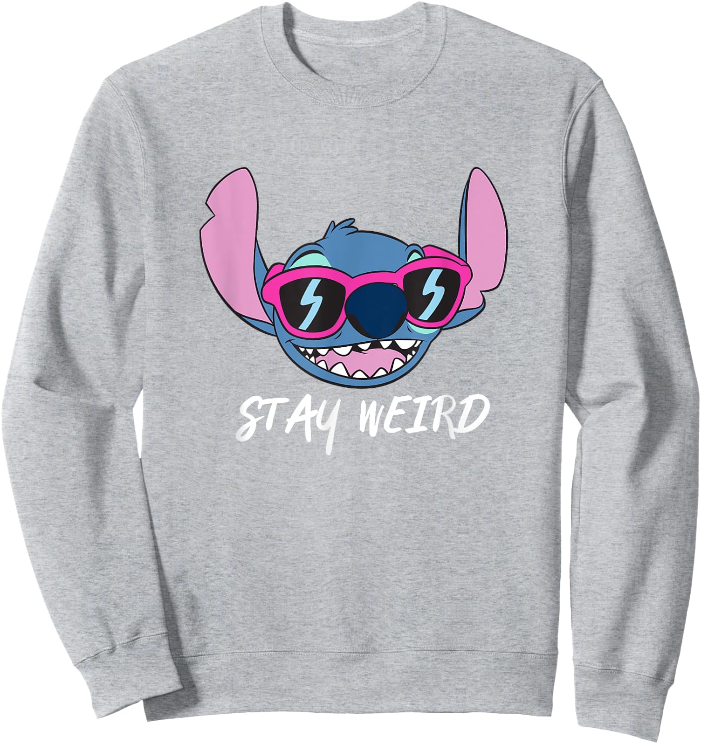 Disney Lilo & Stitch Stay Weird Stitch Cool Vibe Face Logo Sweatshirt - Sweatshirt | Ash