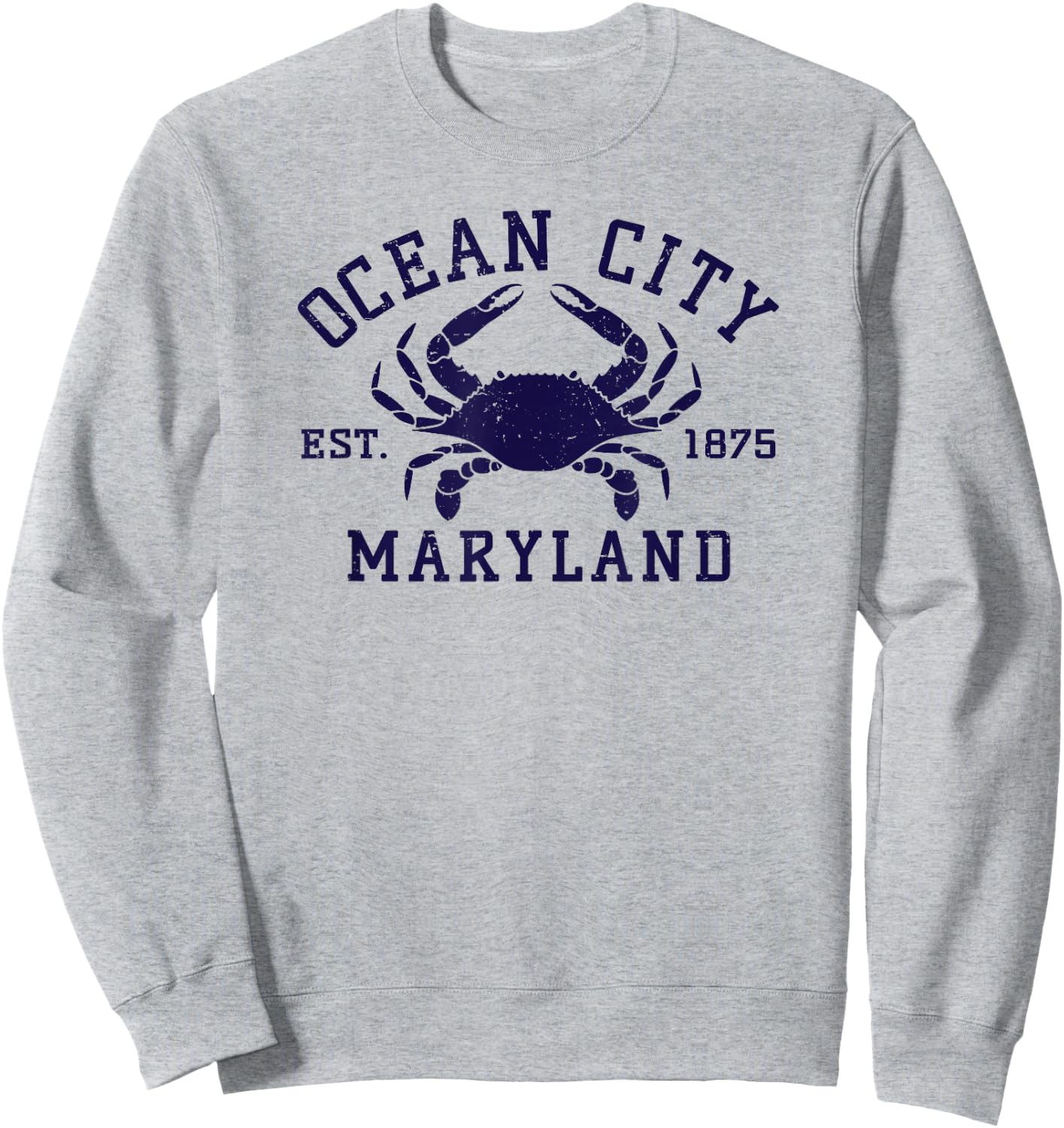 Ocean City Maryland Crab Souvenir Retro Throwback Men Women Sweatshirt - Sweatshirt | Ash