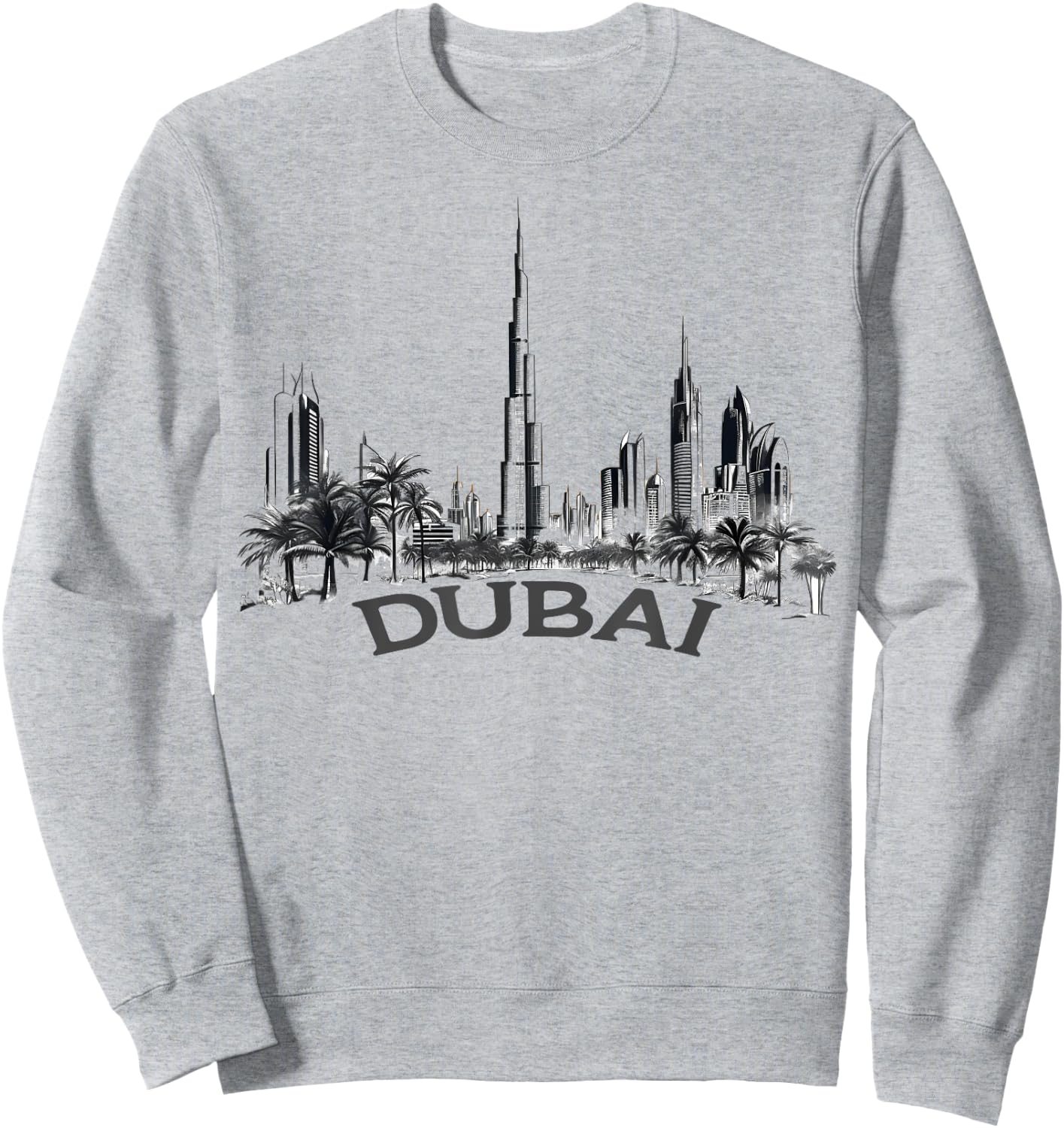 Dubai, United Arab Emirates Souvenir I Love Dubai Skyline Sweatshirt - Sweatshirt | Ash