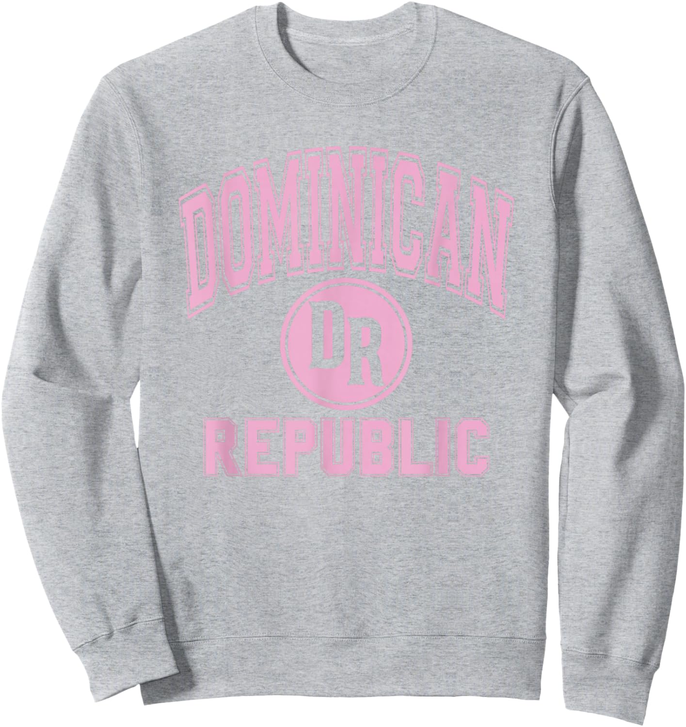 Dominican Republic Text DR Circle White with Pink Print Sweatshirt - Sweatshirt | Ash