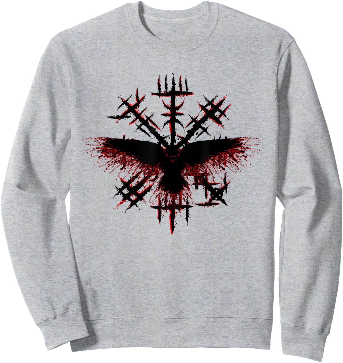 Blood Eagle / Blood Raven Norse Viking Rune Sweatshirt - Sweatshirt | Ash