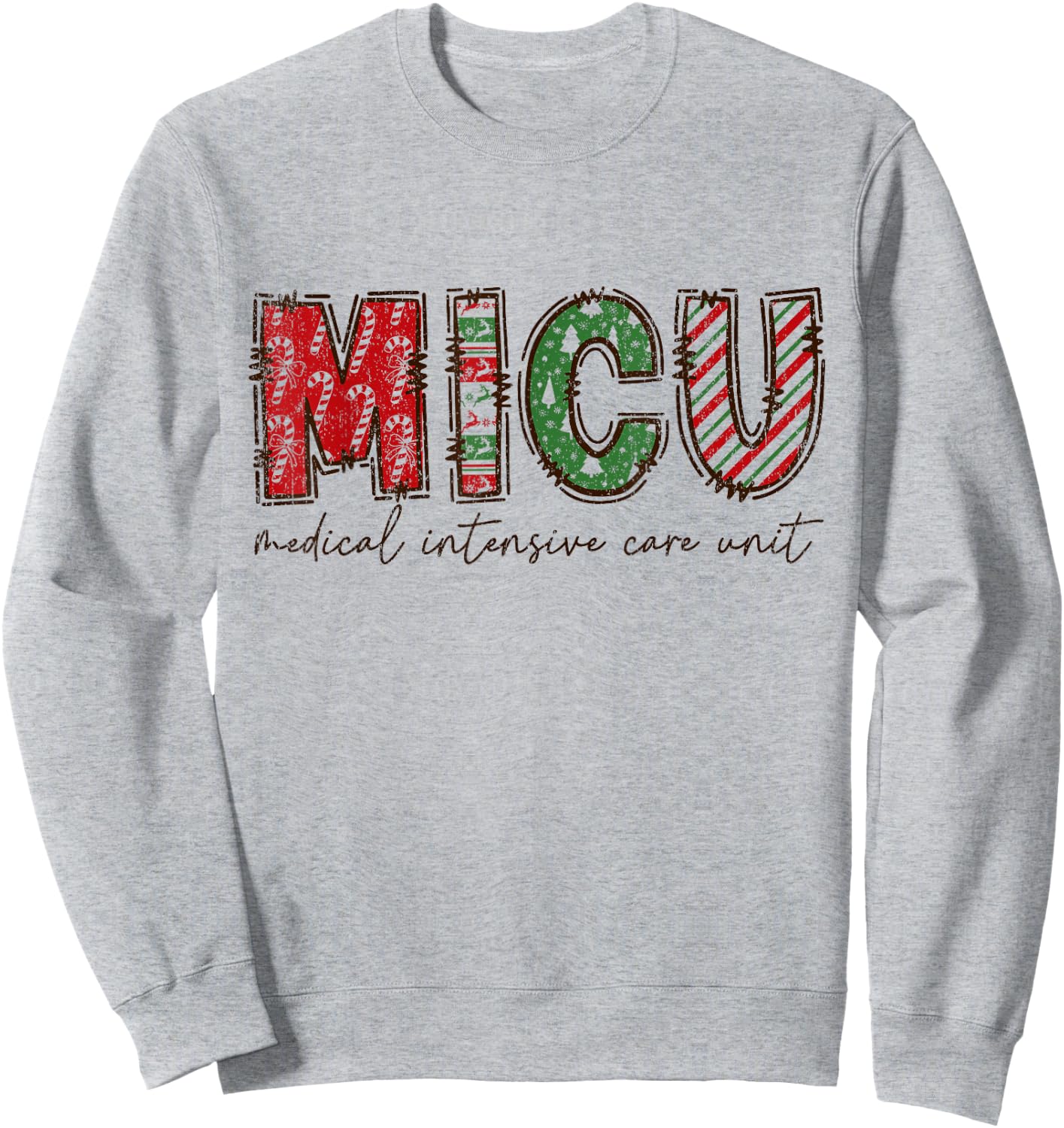 MICU Nurse Christmas , Christmas MICU Squad, Medical Icu Nur Sweatshirt - Sweatshirt | Ash