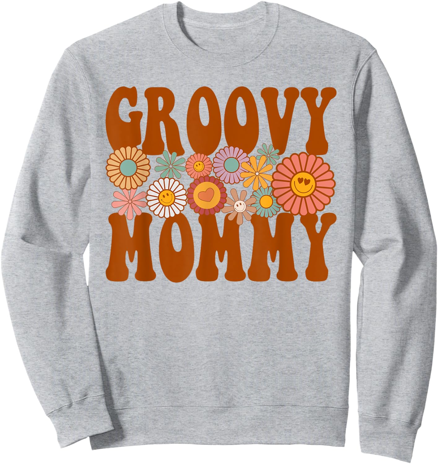 Retro Groovy Mommy Matching Family 1st Birthday Party Sweatshirt - Sweatshirt | Ash