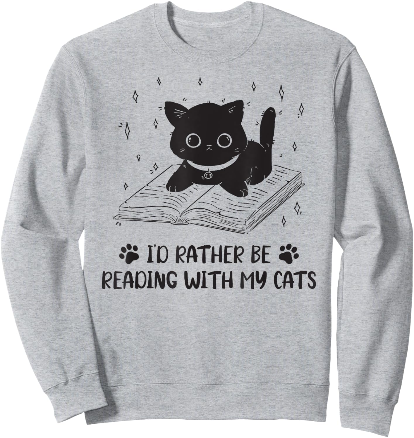 I'd rather be reading with my cat Book Nerd Librarian Sweatshirt - Sweatshirt | Ash