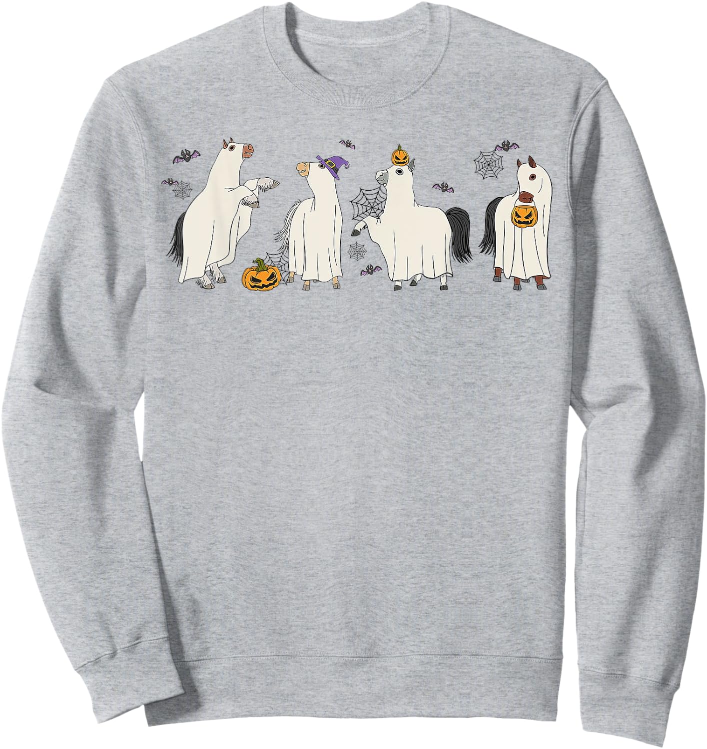 Horse Ghost Halloween Funny Horse Cute Halloween Sweatshirt - Sweatshirt | Ash