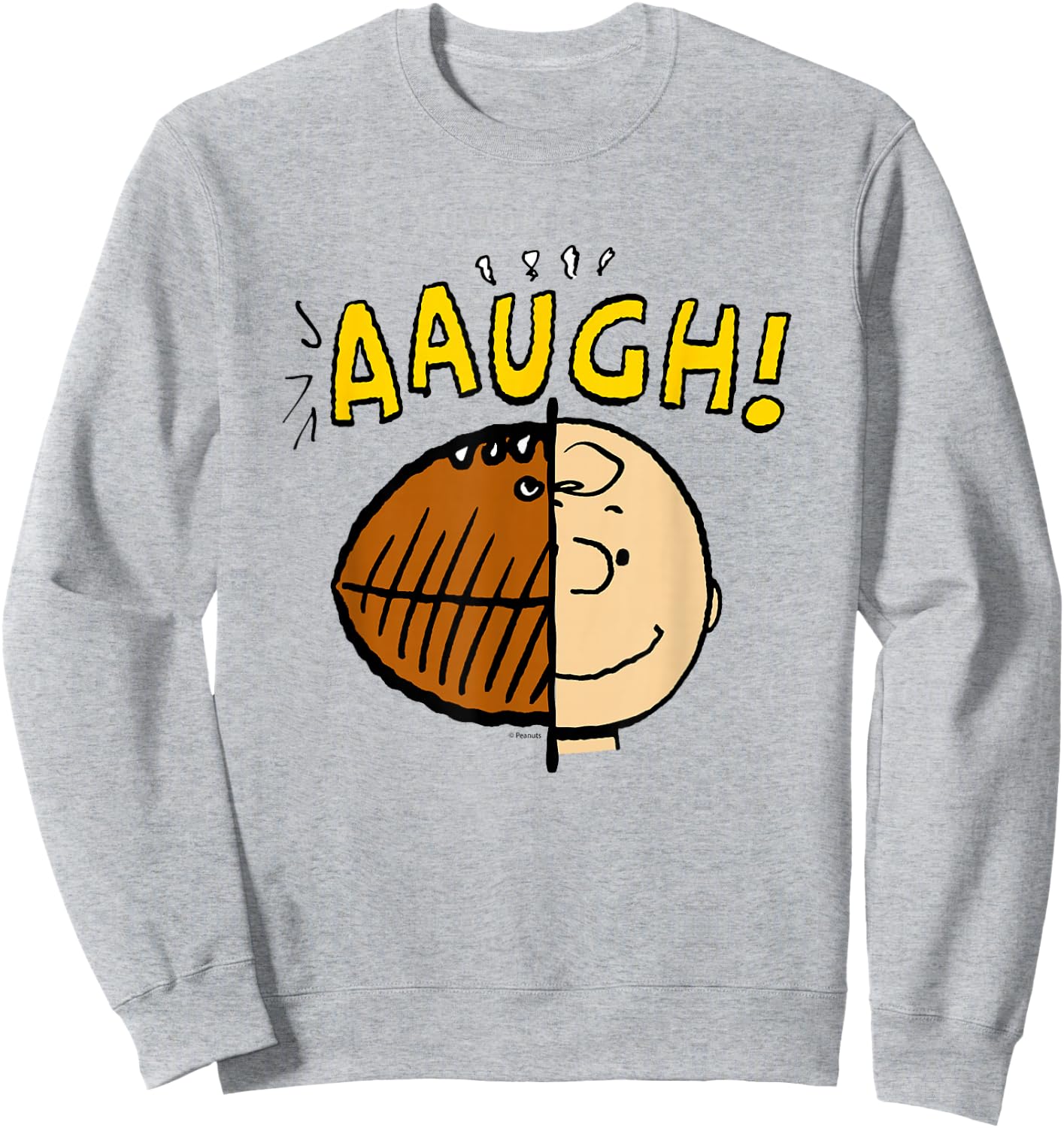 Peanuts - Charlie Brown Half Football Head Sweatshirt - Sweatshirt | Ash