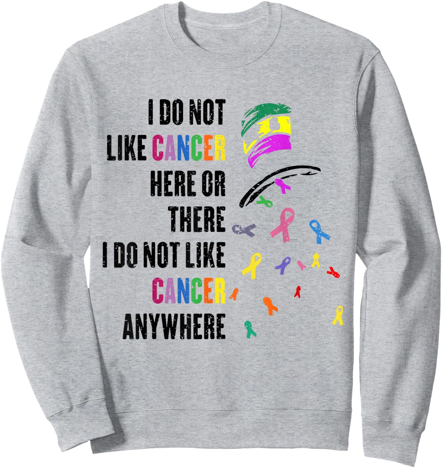 I Do Not Like Cancer Here or There I Do Not Like Cancer Sweatshirt - Sweatshirt | Ash