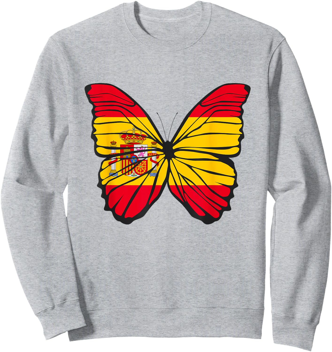 Butterfly Coloured Wings Flag Spain Sweatshirt - Sweatshirt | Ash