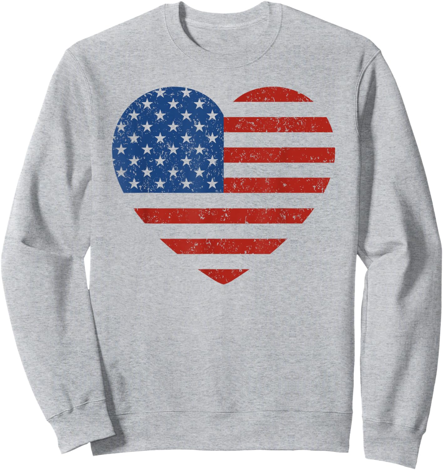 American Flag Heart Patriotic Men Boys & Girls 4th of July Sweatshirt - Sweatshirt | Ash