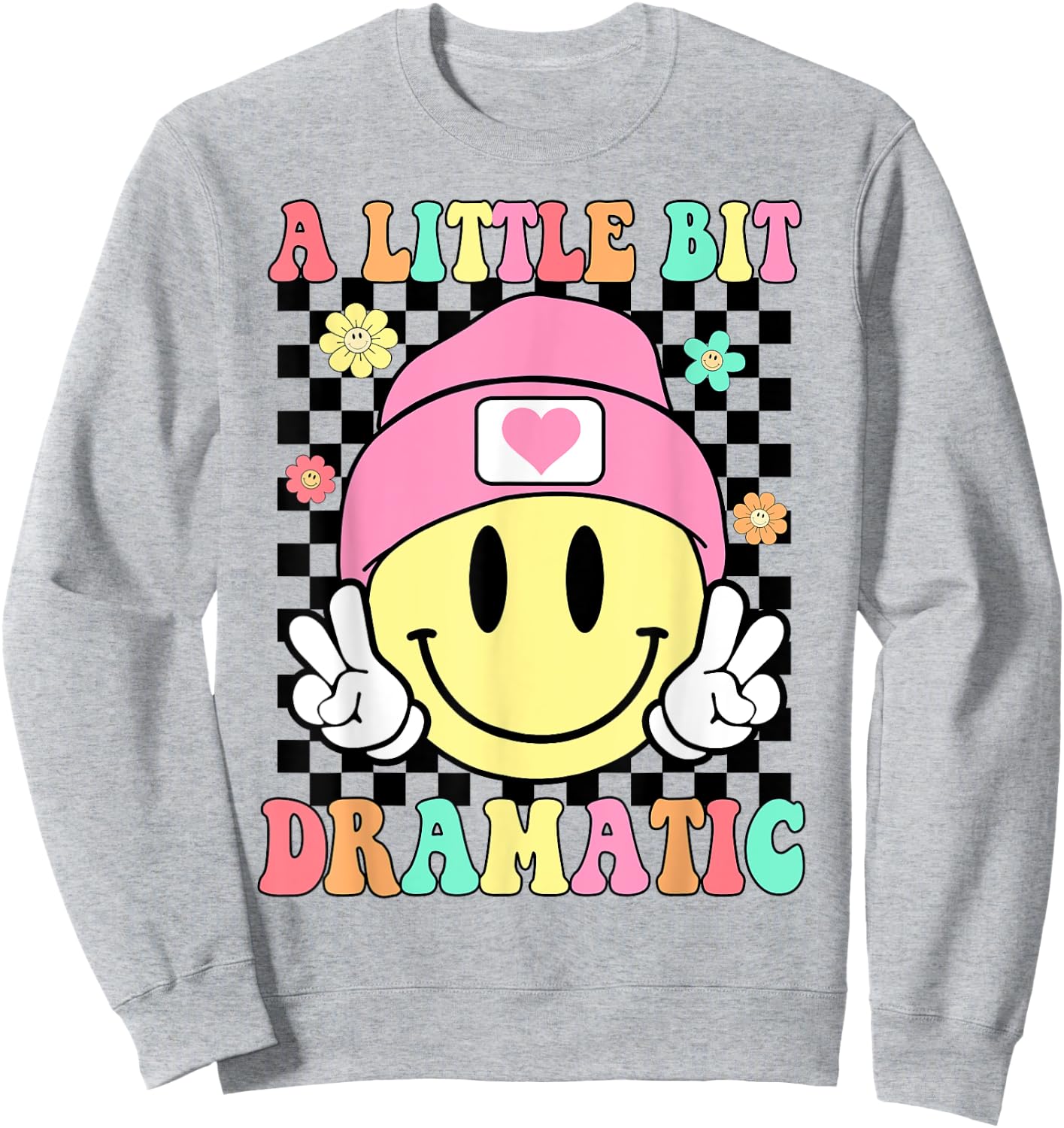 A Little Bit Dramatic Hippie Retro Groovy Funny Kids Girls Sweatshirt - Sweatshirt | Ash