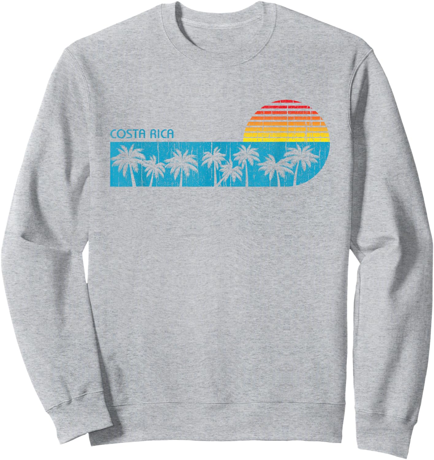 Costa Rica Vacation Palm Tree Retro Throwback Souvenir Sweatshirt - Sweatshirt | Ash