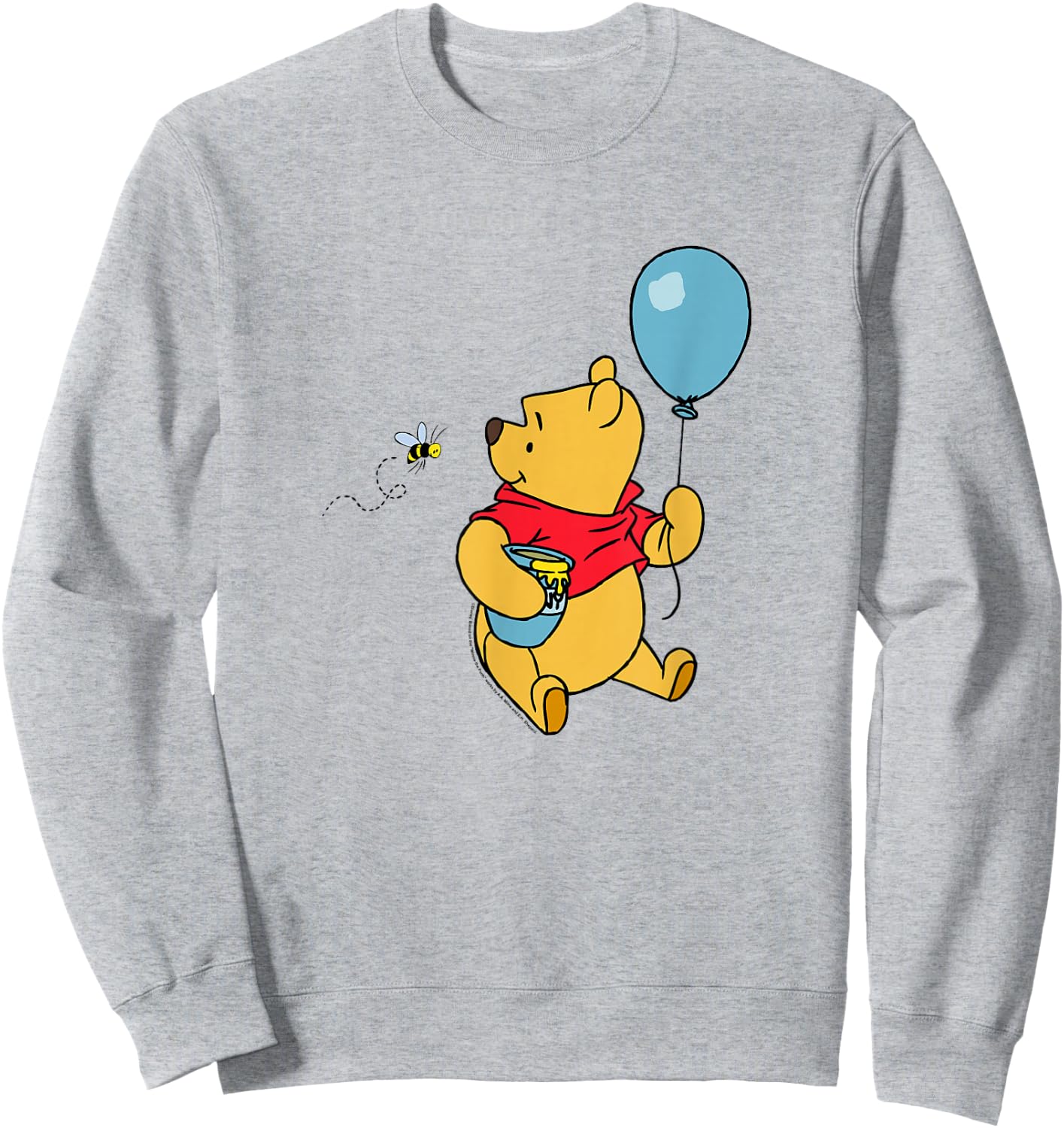 Disney Winnie The Pooh with Balloon & Honey Smiling at Bee Sweatshirt - Sweatshirt | Ash