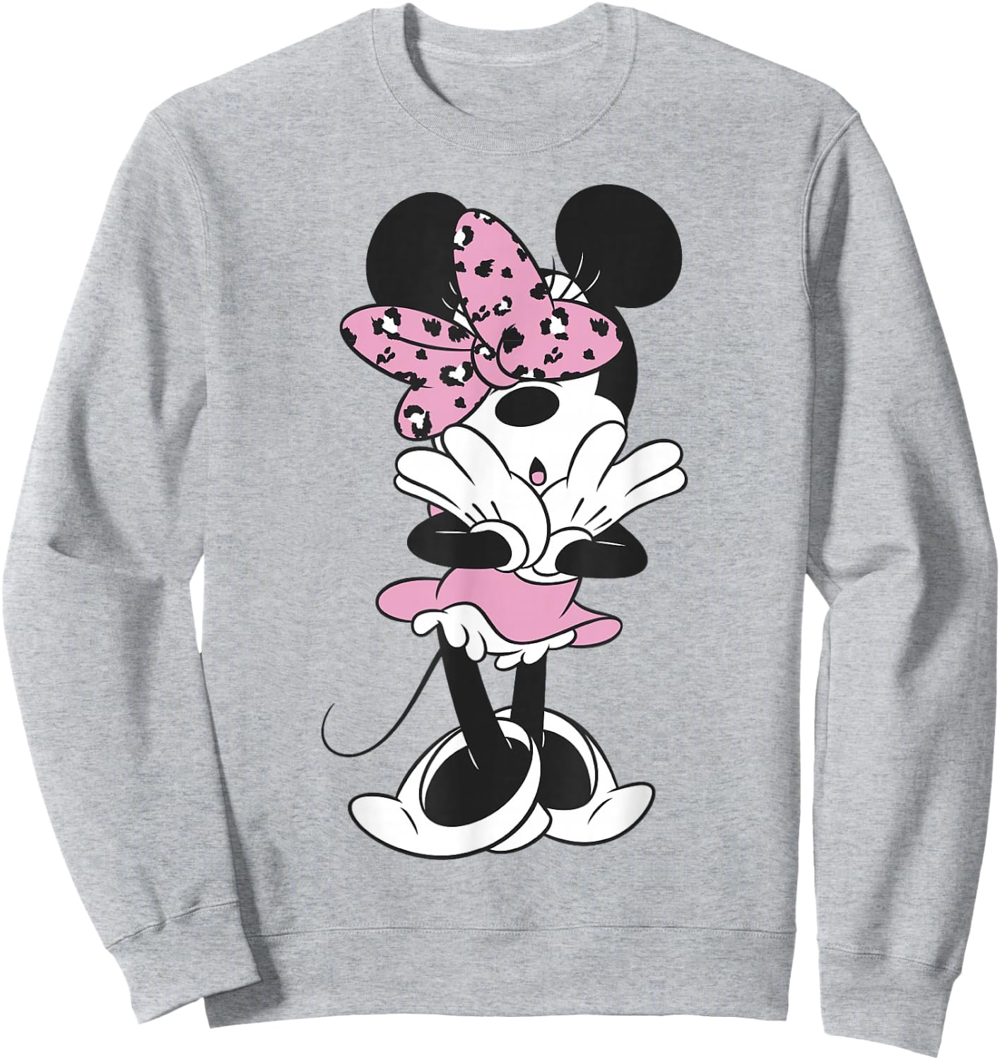 Disney Minnie Mouse Leopard Pink Bow Cutie Portrait Sweatshirt - Sweatshirt | Ash